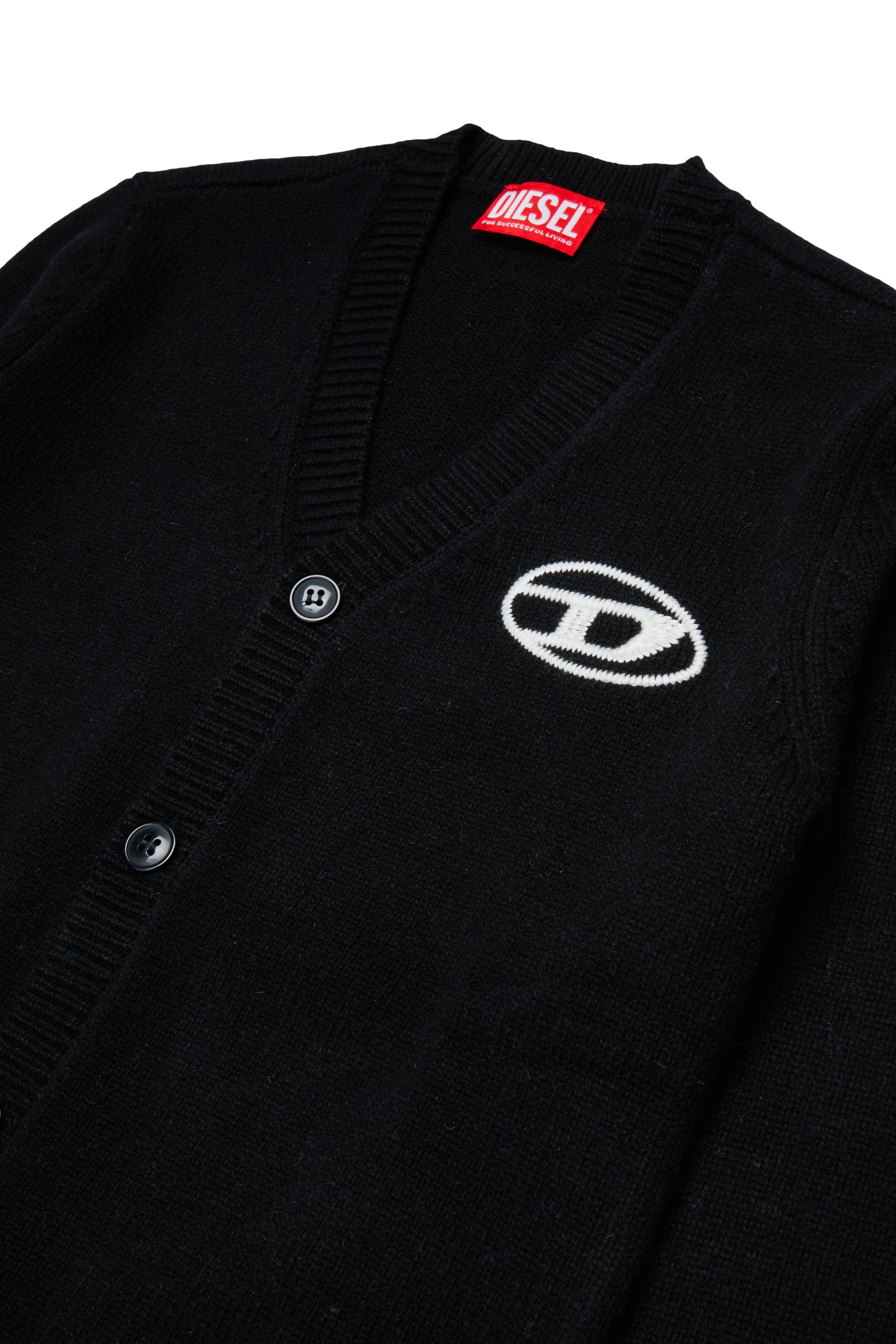 Diesel - KLABO CARDIGAN OVER, Cardigan enrichi en cachemire avec logo Oval D Homme in Noir - 3