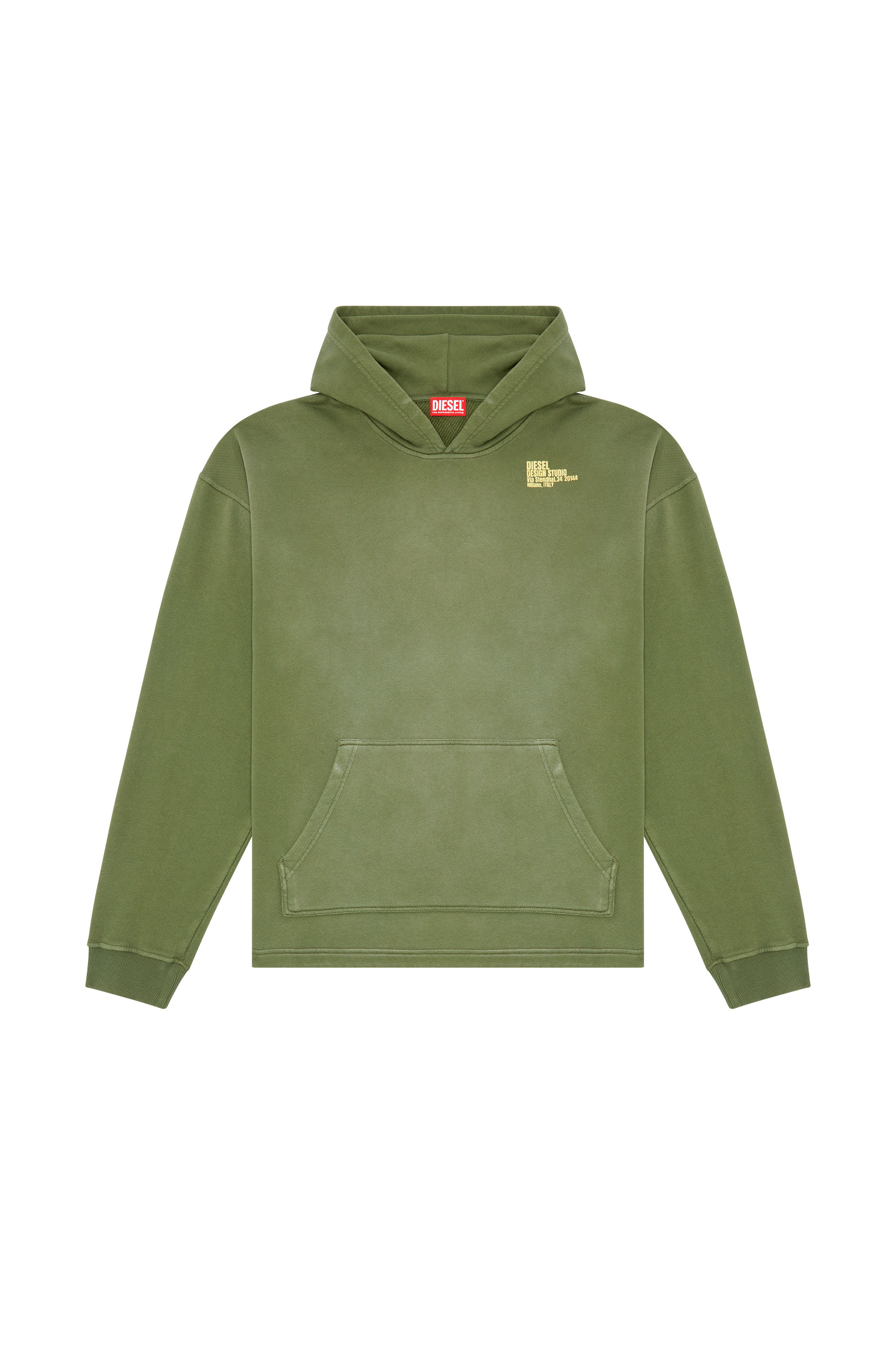 Diesel - S-BUNT-HOOD, Sweat-shirt à capuche avec imprimé Diesel Design Studio Homme in Vert - 3