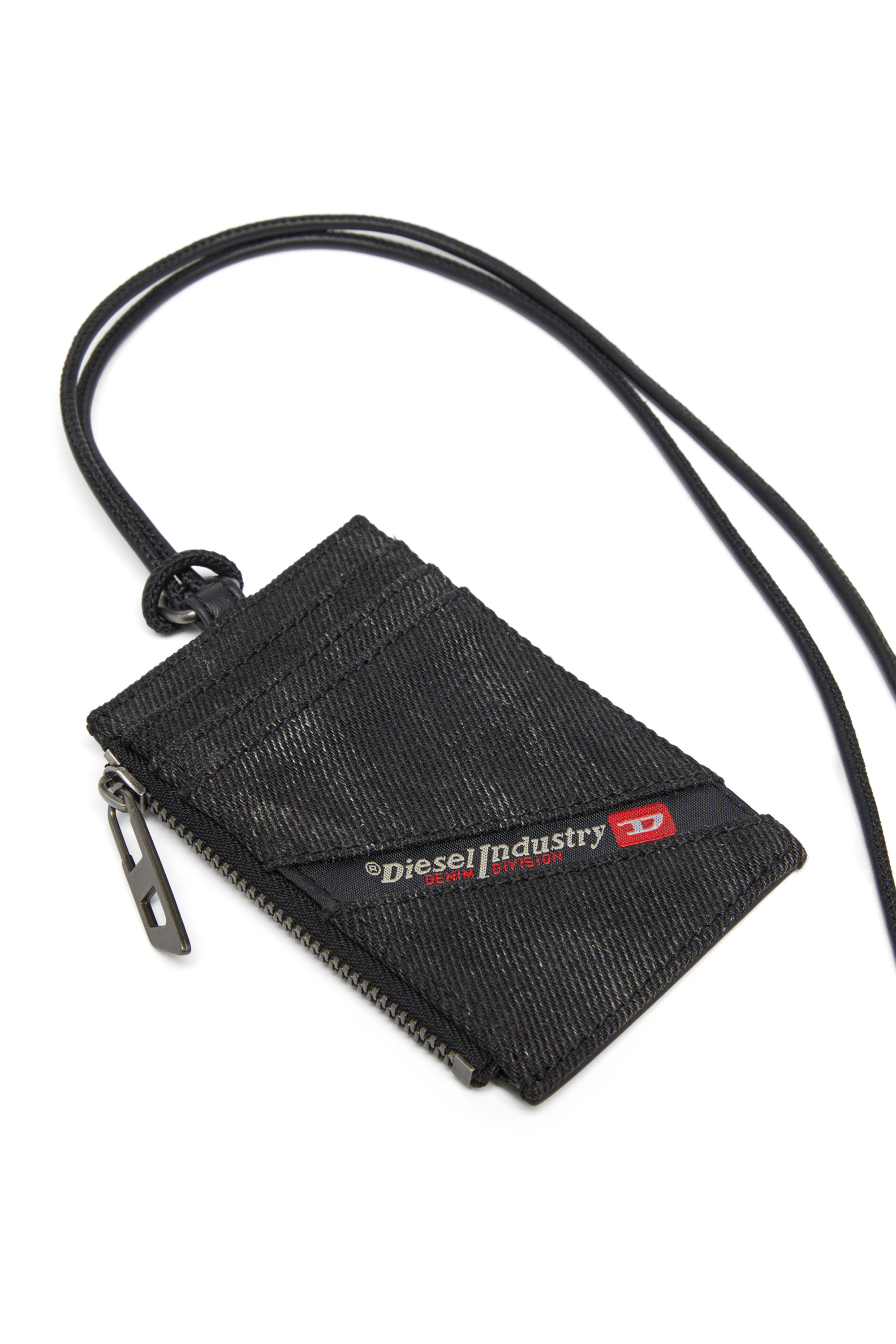 Diesel - MULTI-PKTS BADGE HOLDER, Porte-badge en denim avec des détails en cuir Homme in Noir - 3