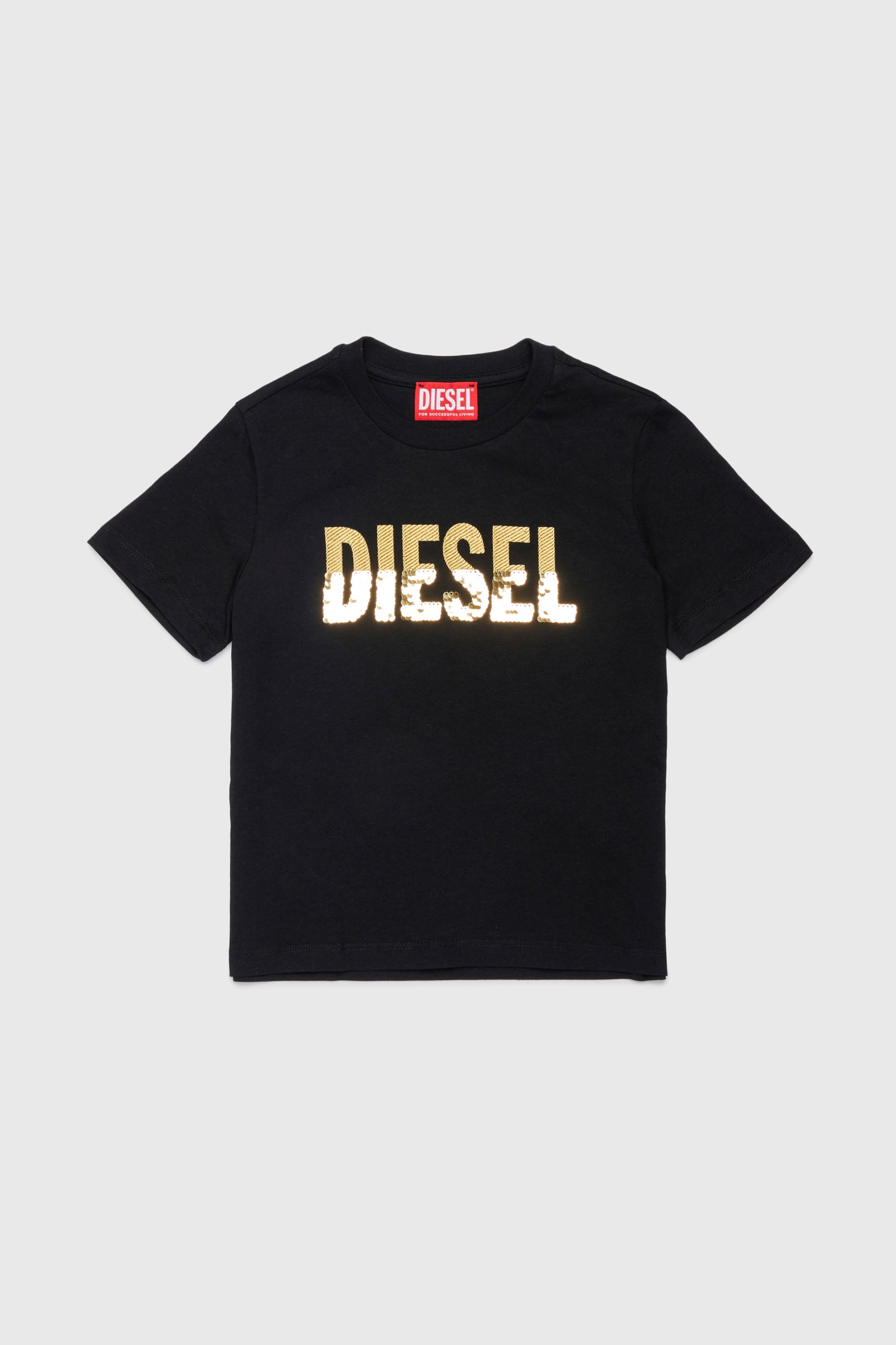 Diesel - TPALLY, T-shirt en coton avec logo en sequins Femme in Noir - 1