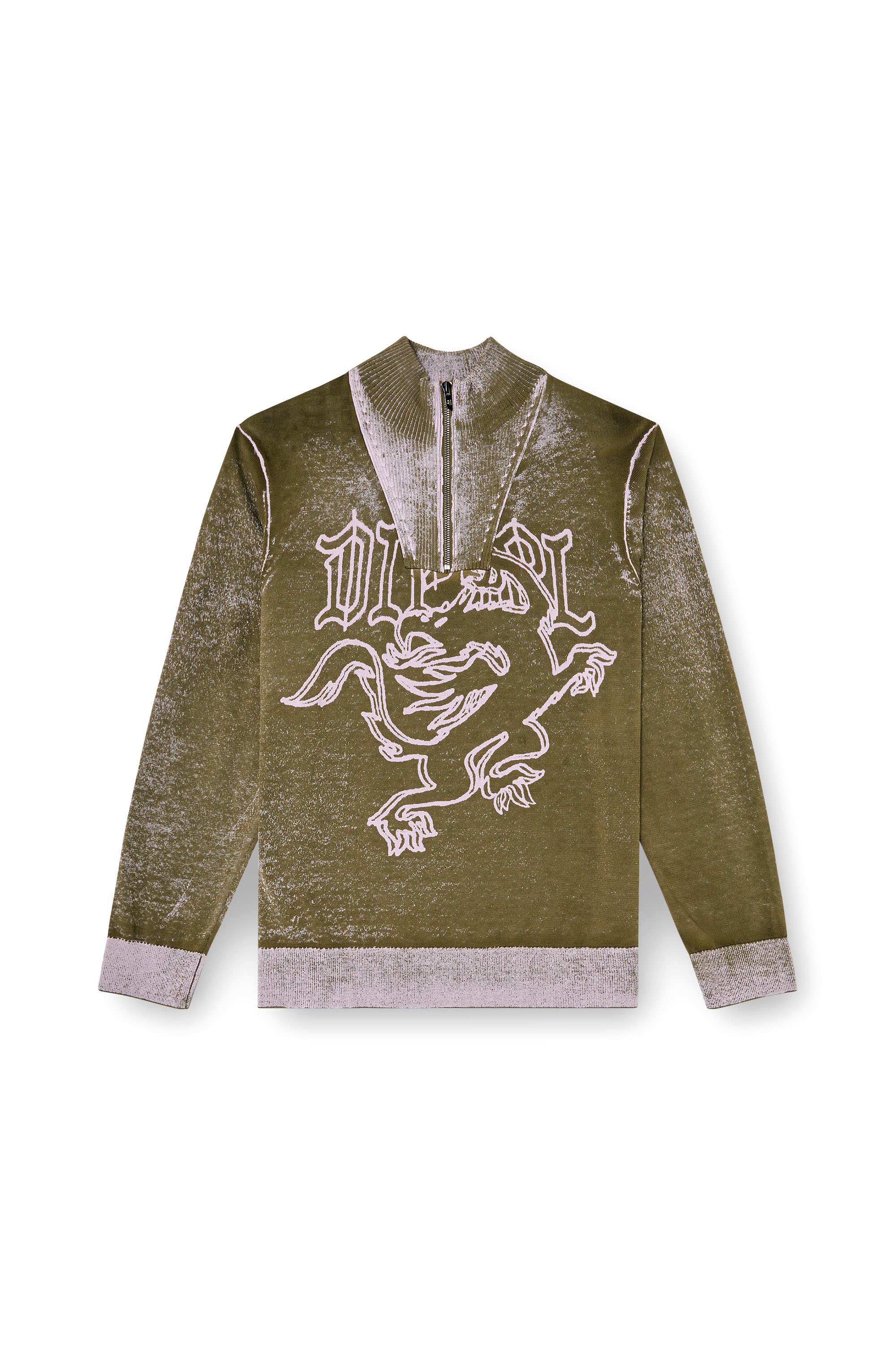 Diesel - K-LAUTARE, Pull-over zipp&eacute; trait&eacute; avec motif griffin Homme in ToBeDefined - 2