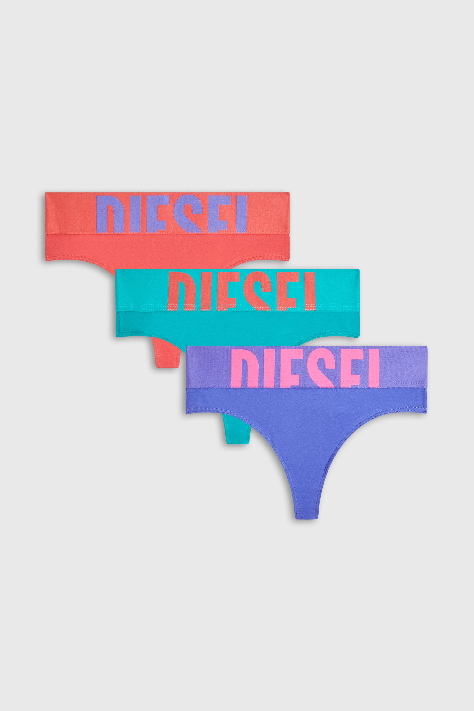 Diesel - UFST-STARS-THREEPACK, Lot de trois strings avec logo d&eacute;coup&eacute; Femme in Polychrome - 1