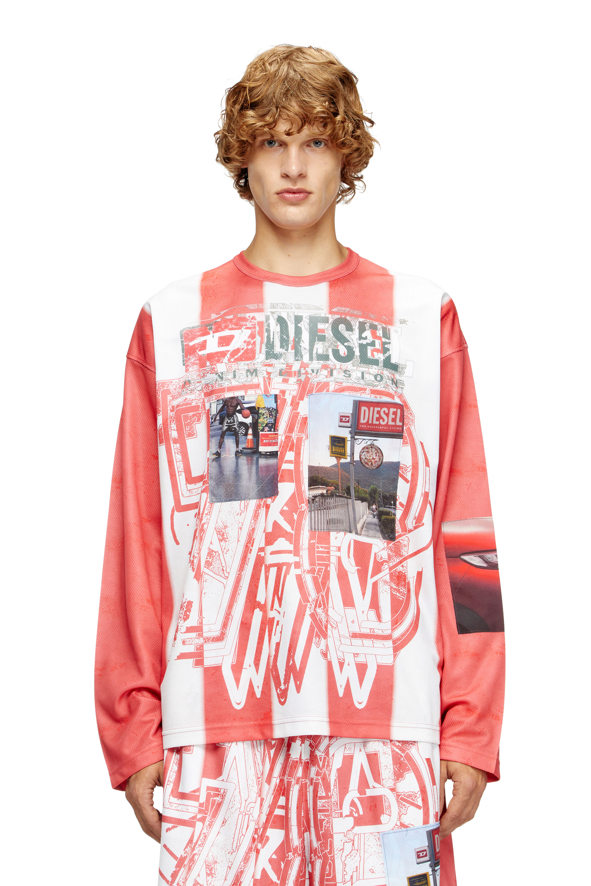 Diesel - T-RUBY, T-shirt à manches longues rayé avec empiècements photo Homme in Polychrome - 1