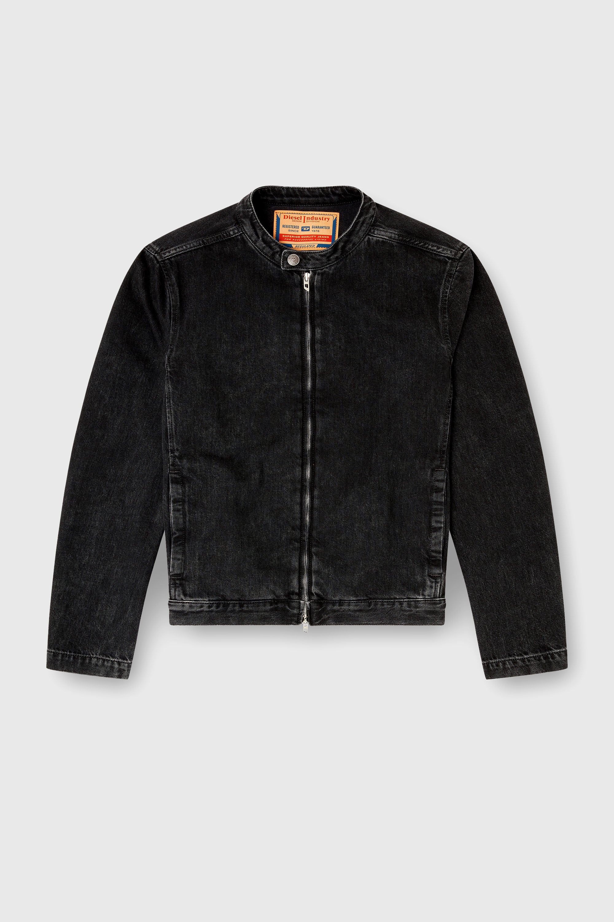 Diesel - D-GLORY, Blouson moto en denim lav&eacute; propre Homme in Noir - 2