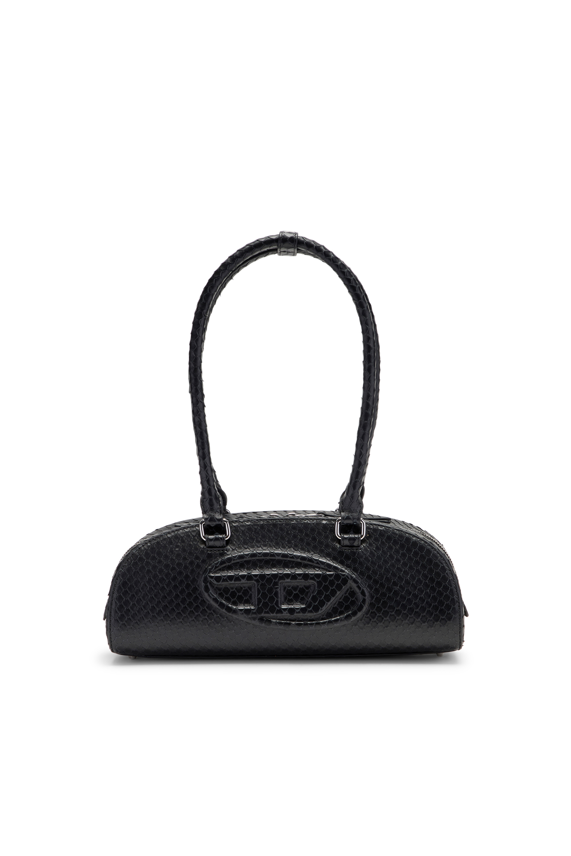 Diesel - 1DR DOME SHOULDER EW, 1DR Dome-Sac bowling allong&eacute; en cuir effet serpent Femme in Noir - 2