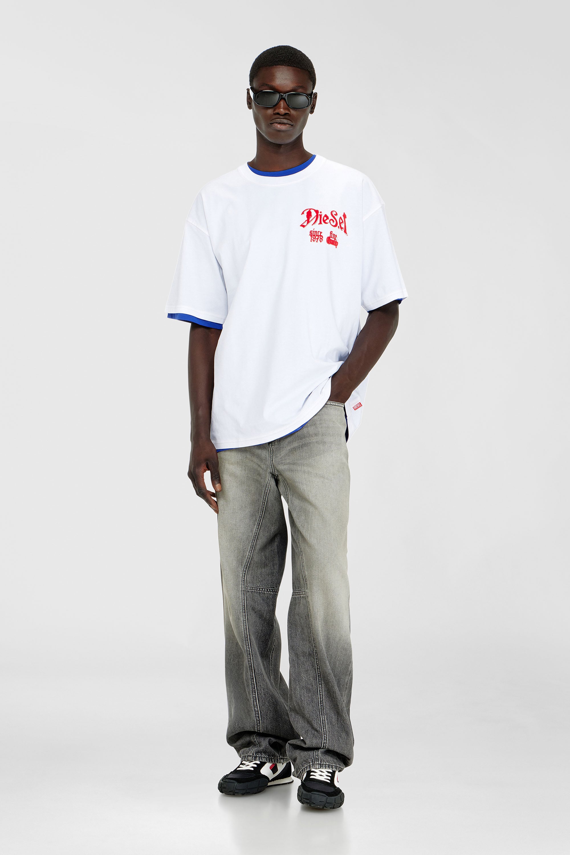 Diesel - T-BOXT-AA2, T-shirt en coton avec motif floqu&eacute; Homme in Blanc - 2