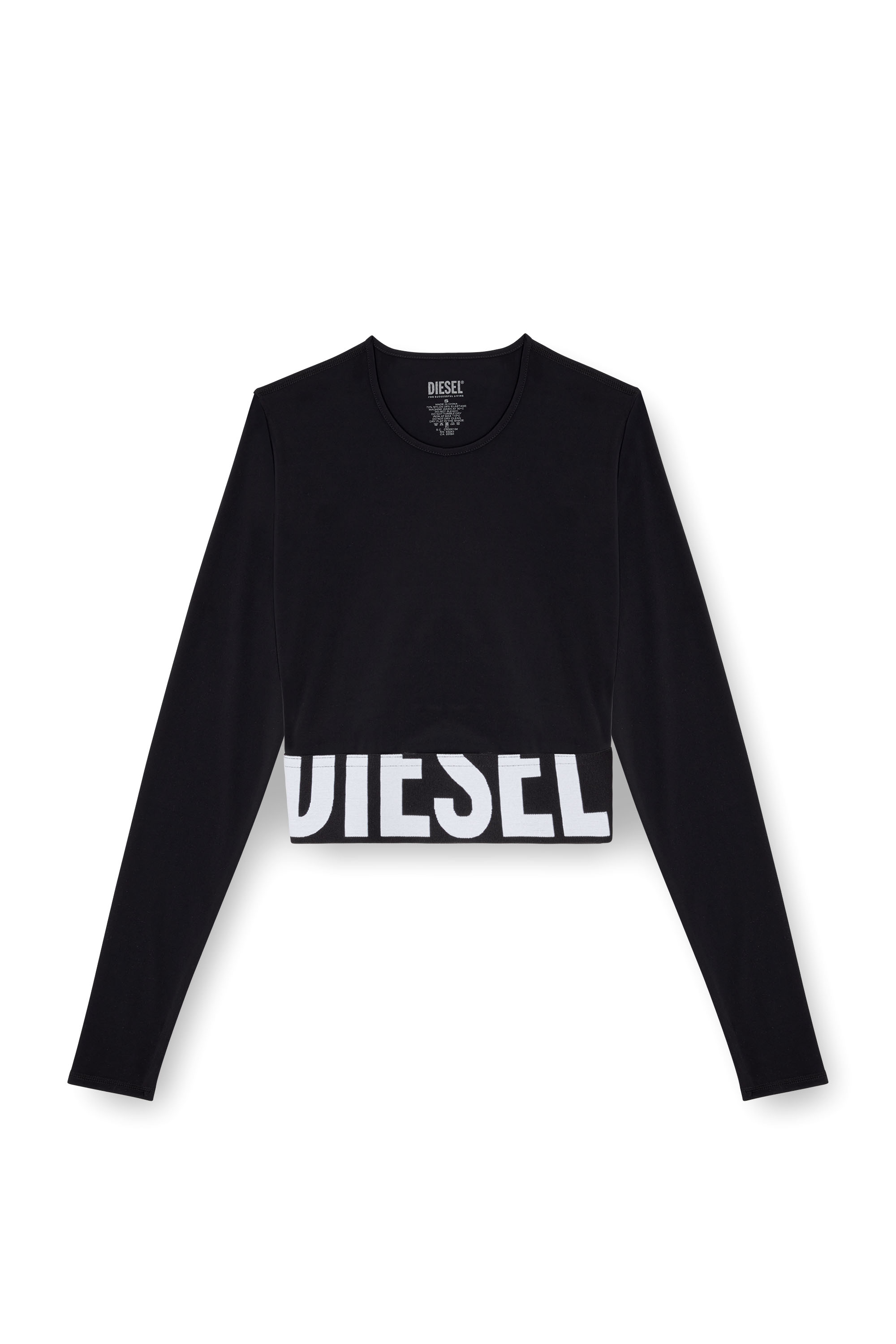 Diesel - MELISSA-D-POP, Top cropped en microfibre avec logo tronqué Femme in Noir - 4