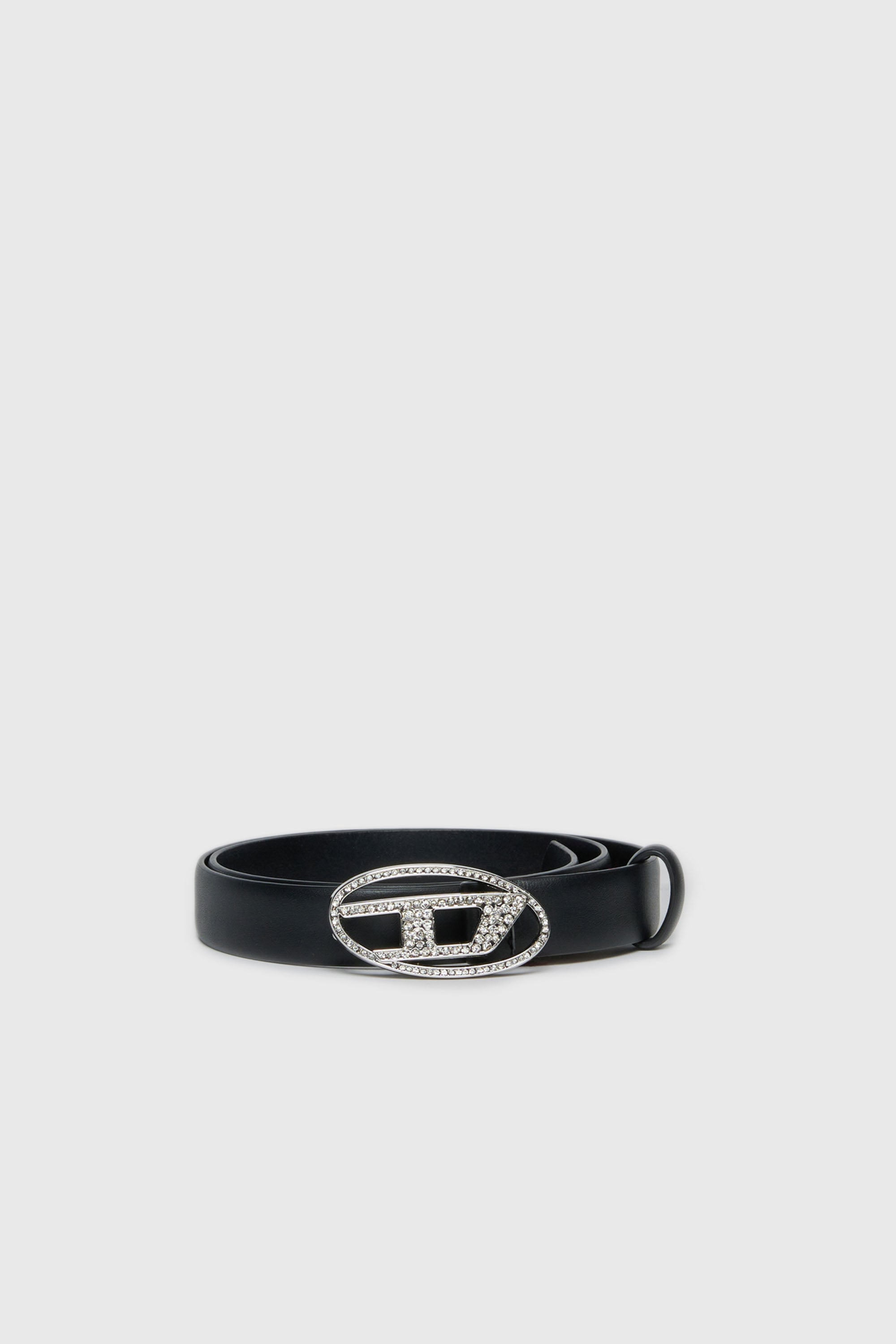 Diesel - B1DRCRYSTAL, Ceinture en cuir 2 cm avec boucle bijou Femme in Noir - 1
