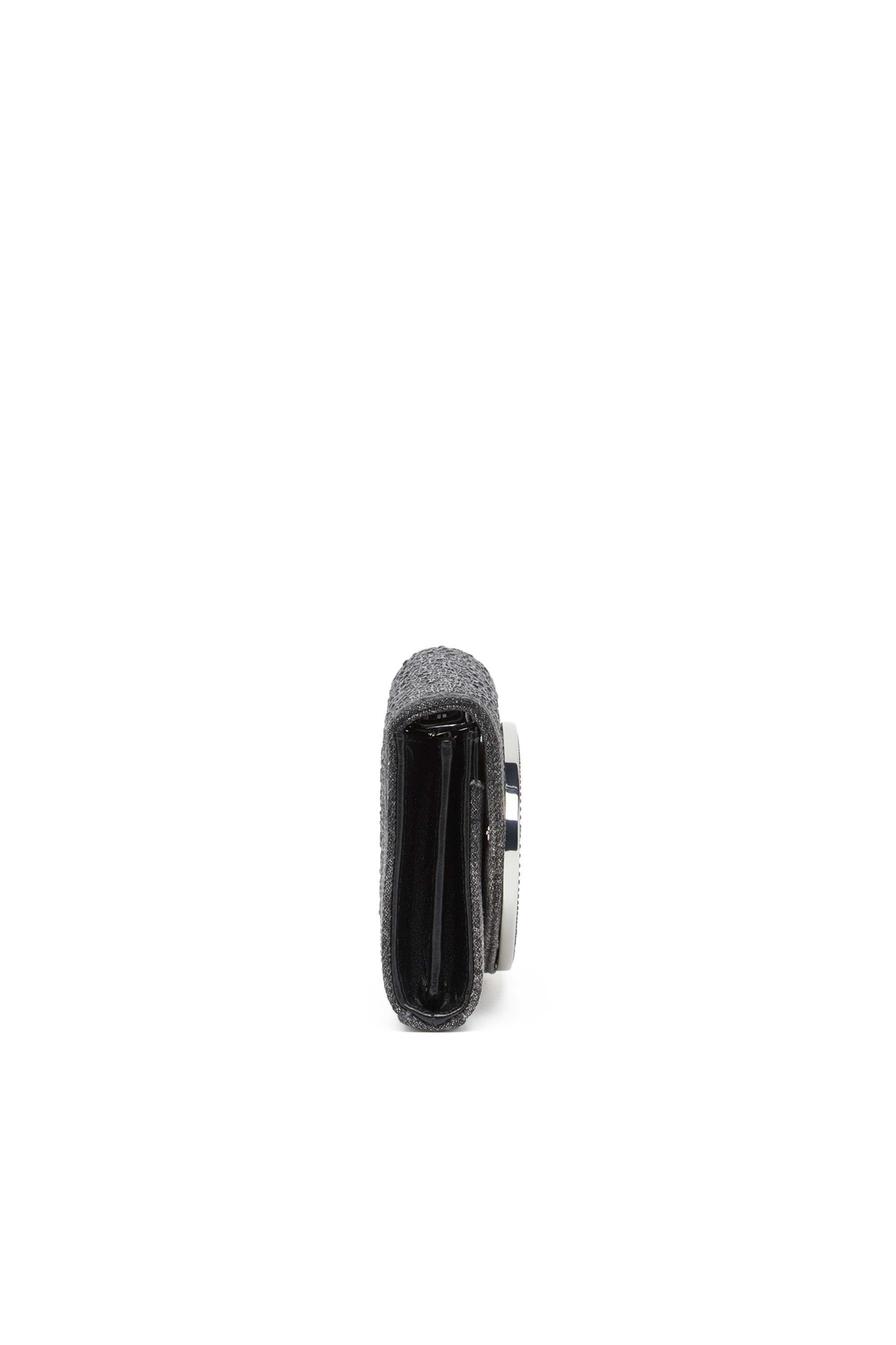 Diesel - 1DR WALLET STRAP, Femme Porte-monnaie en denim cristal in Noir - Image 4