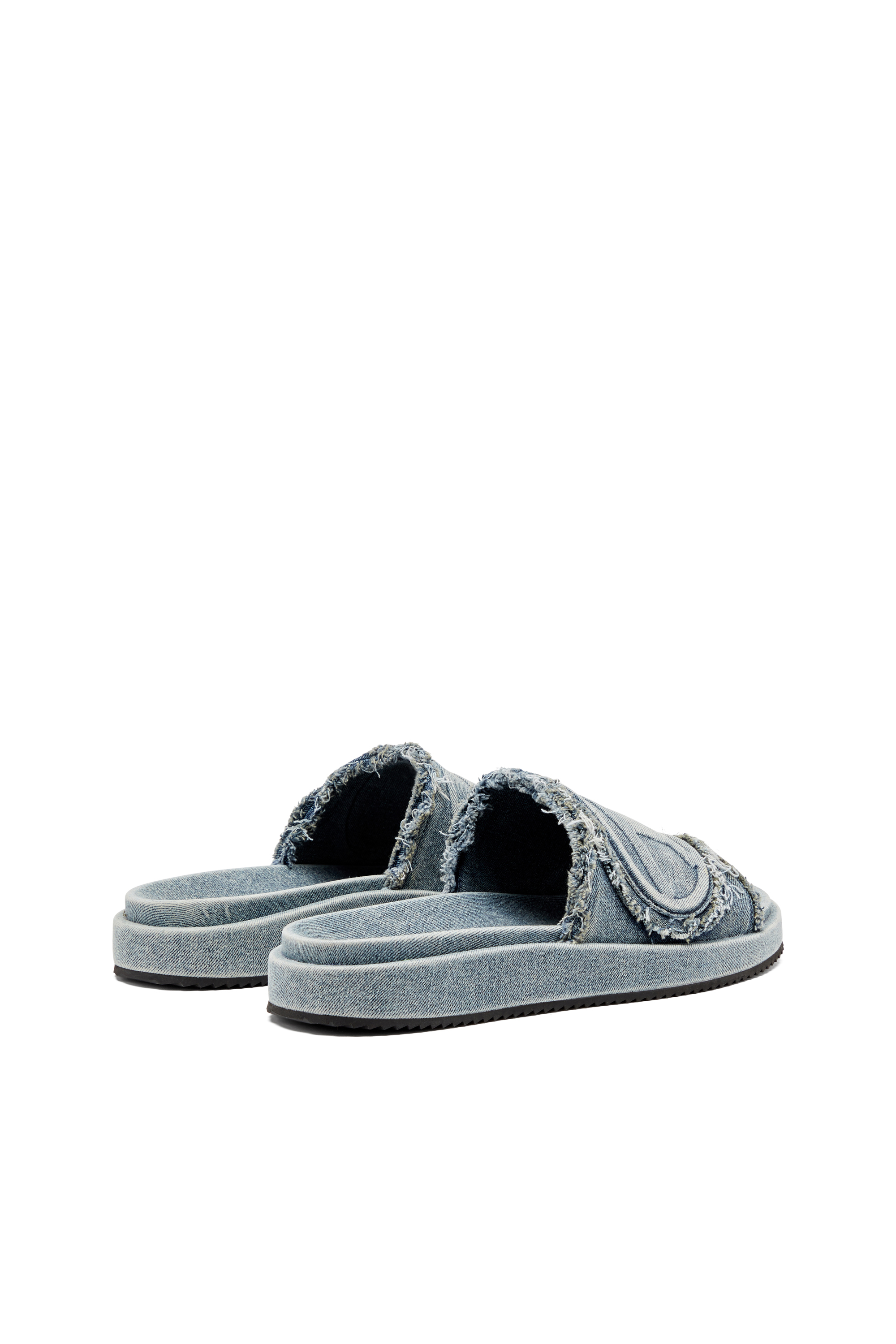 Diesel - SA-SLIDE D OVAL, Sa-Slide D-Claquettes en denim vieilli Mixte in Bleu - 3
