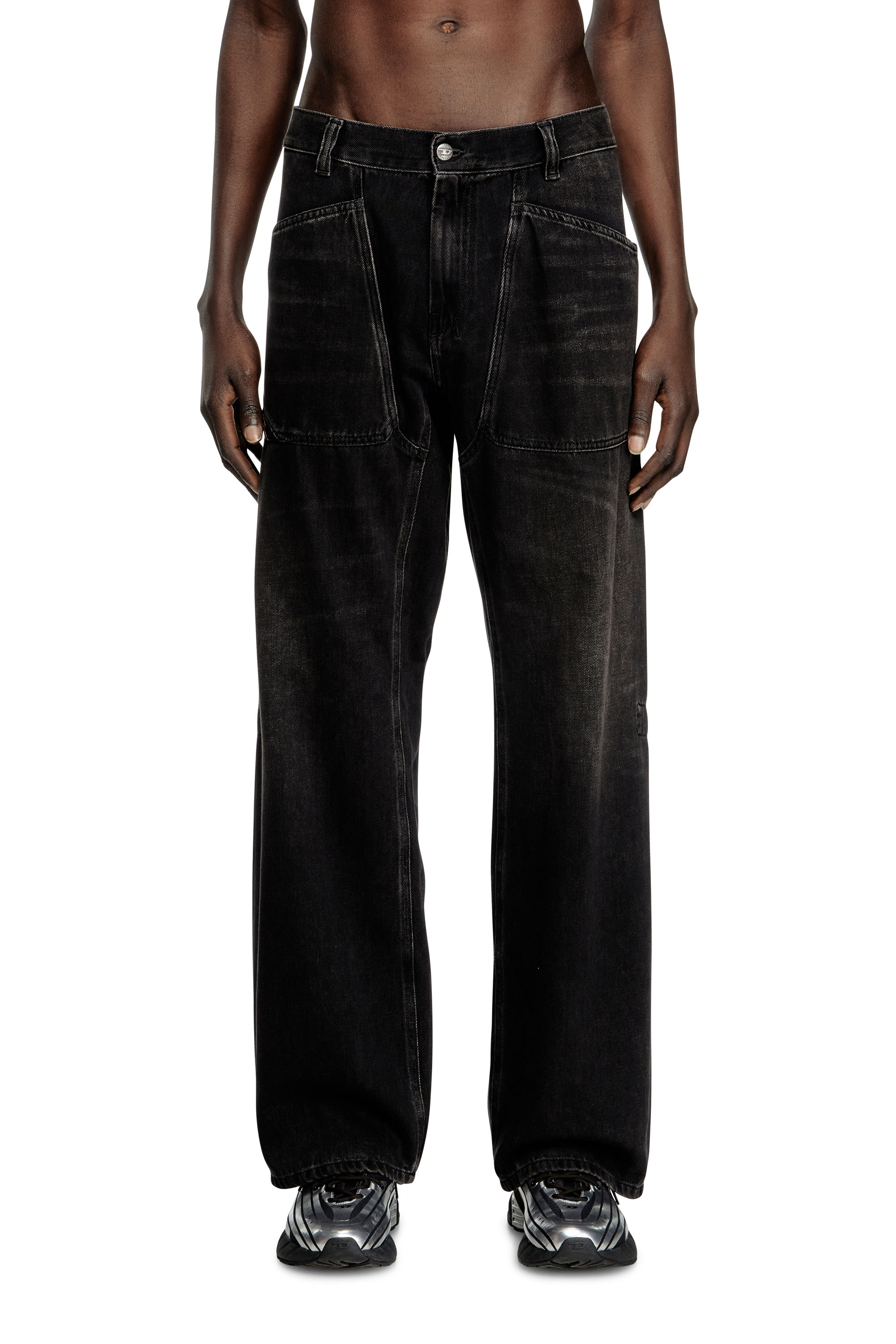 Diesel - Relaxed Jeans D-Zeta 09J96 Homme, Noir/Gris foncé - Image 2