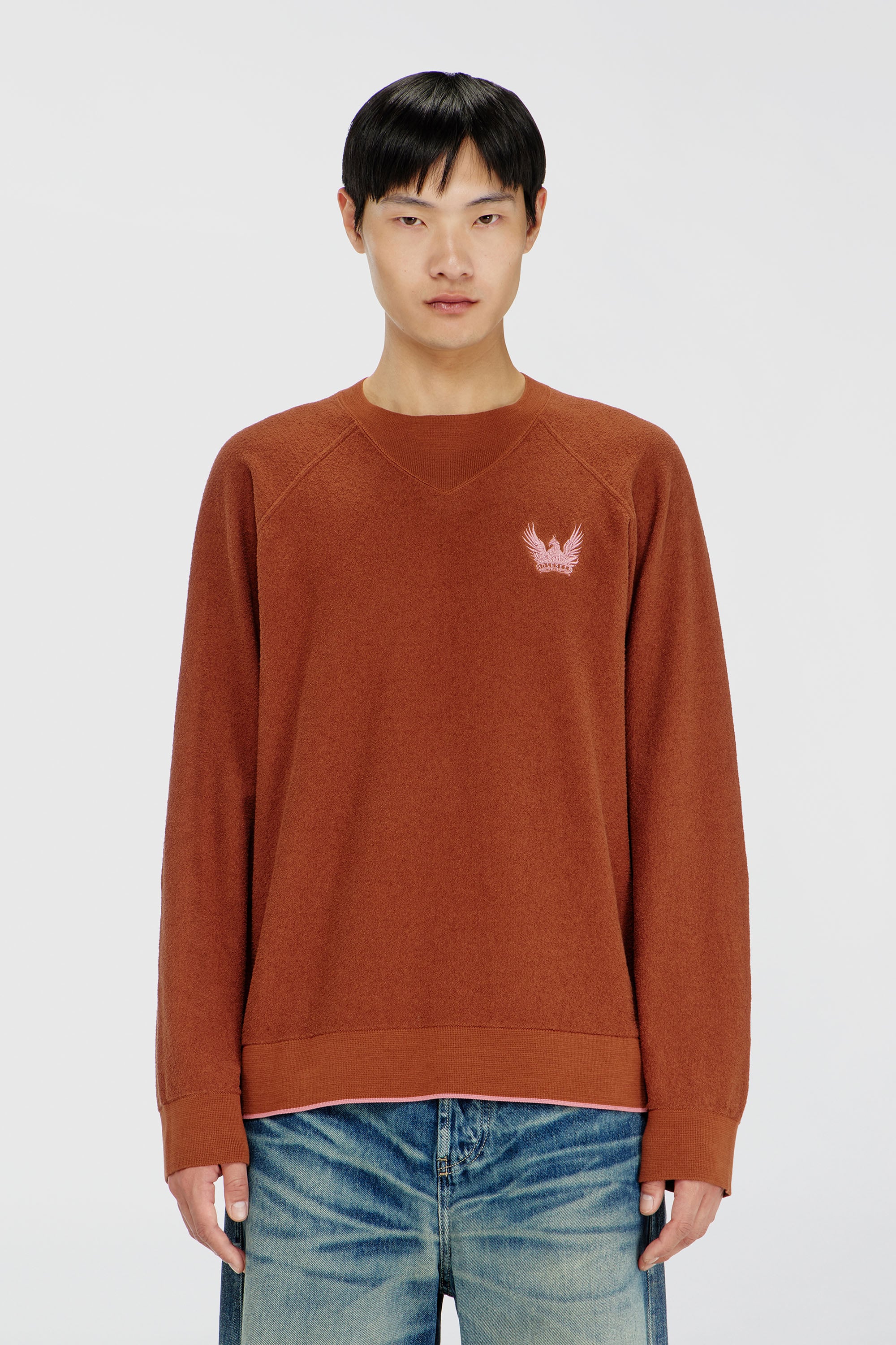 Diesel - K-RALFS, Boucl&eacute; jumper avec broderie Phoenix Homme in Rouge - 1