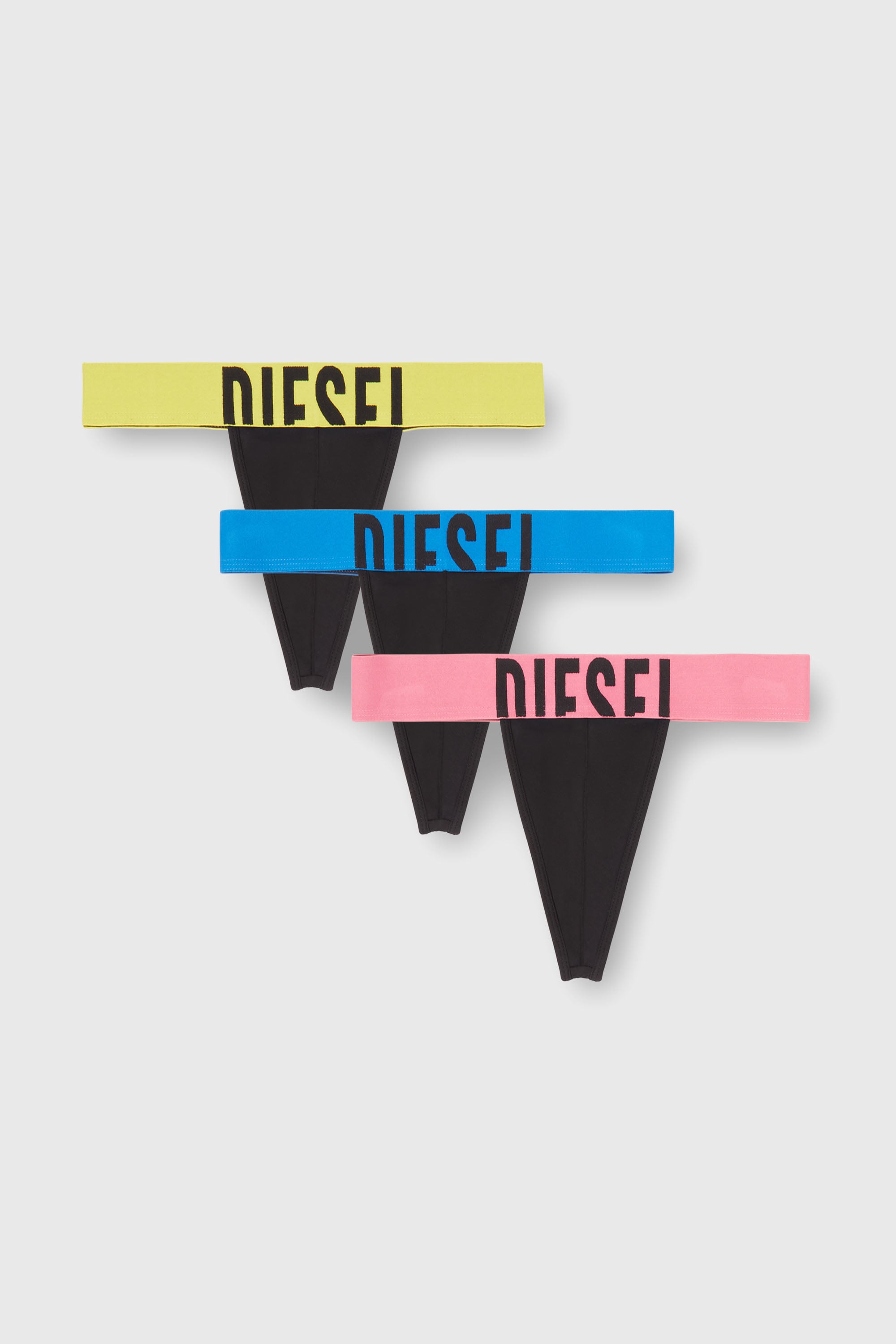 Diesel - FRITZ-D-POP-3PACK, Lot de trois strings avec ceinture logo contrast&eacute;e Homme in Noir - 1
