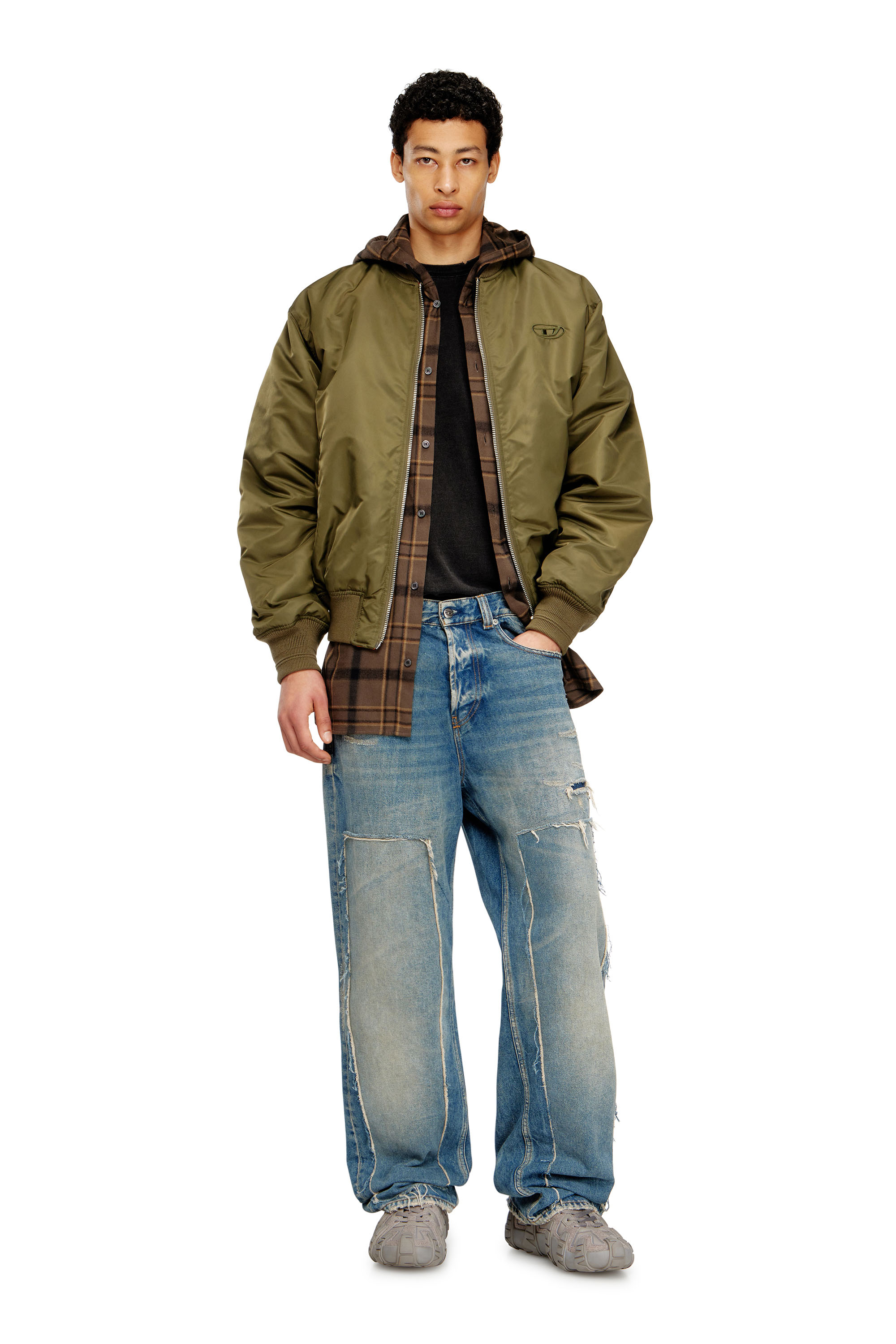 Diesel - W-TYPE-D1, Blouson aviateur rembourré avec broderie Oval D Homme in Polychrome - 2