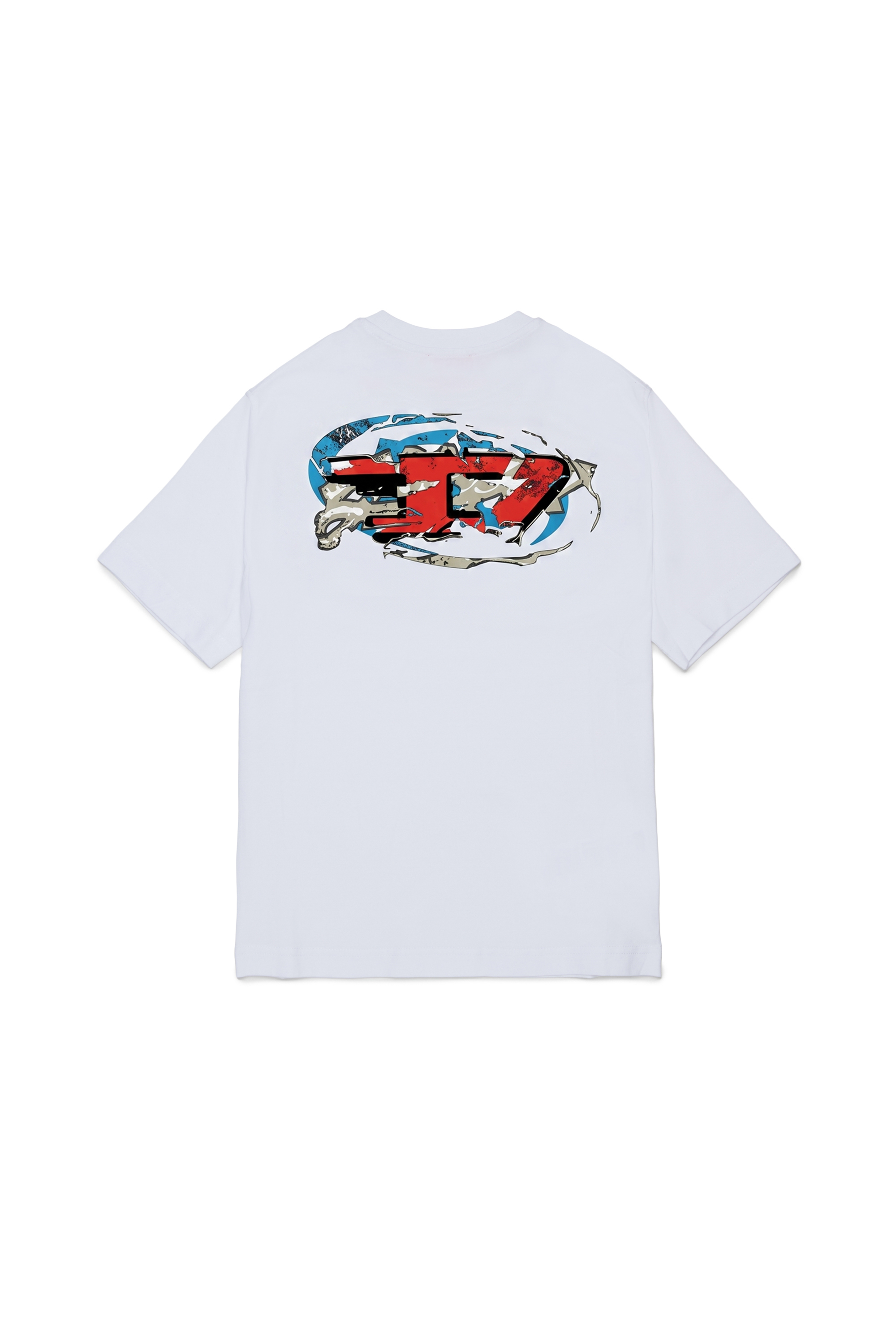 Diesel - TSCRAP OVER, T-shirt avec broderie Oval D et imprim&eacute; flock Homme in Blanc - 2