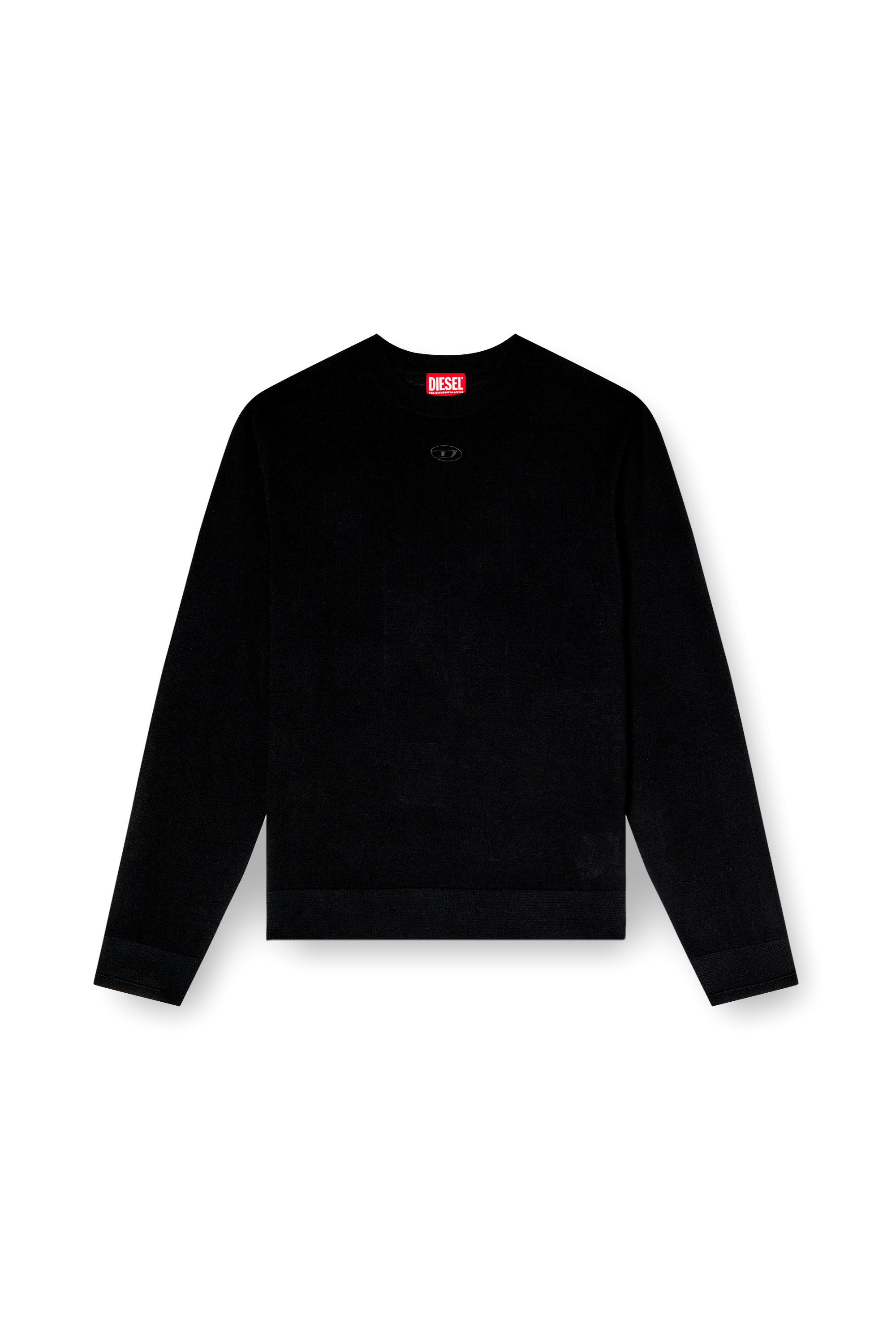 Diesel - K-VALIAM, Pull en laine avec logo cut-out Homme in Noir - 3