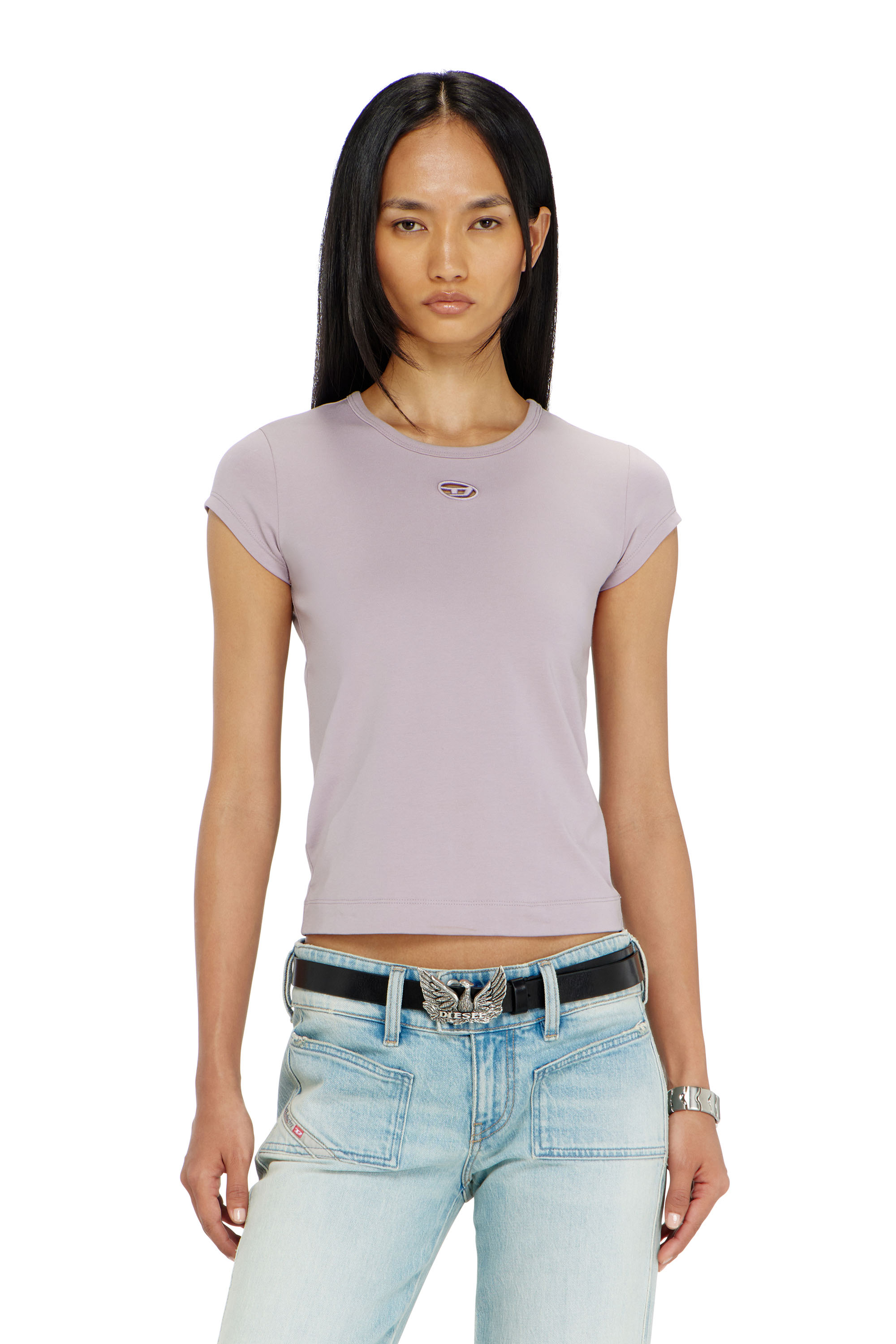 Diesel - T-ANGIE-OD, T-shirt avec logo d&eacute;coup&eacute; brod&eacute; Femme in ToBeDefined - 1