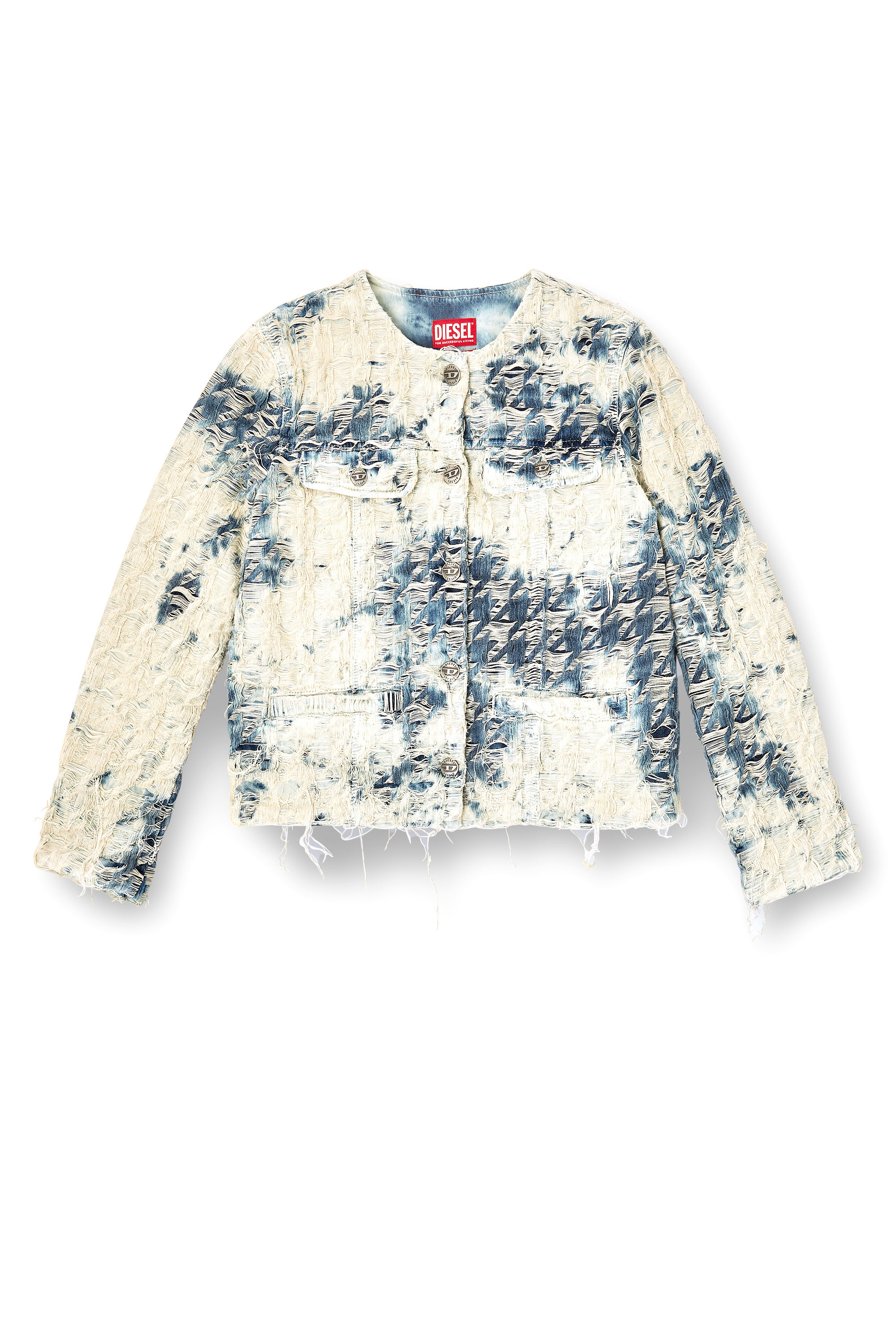 Diesel - DE-GRAFY-FSH, Veste en denim tissé pied-de-poule Femme in Polychrome - 3