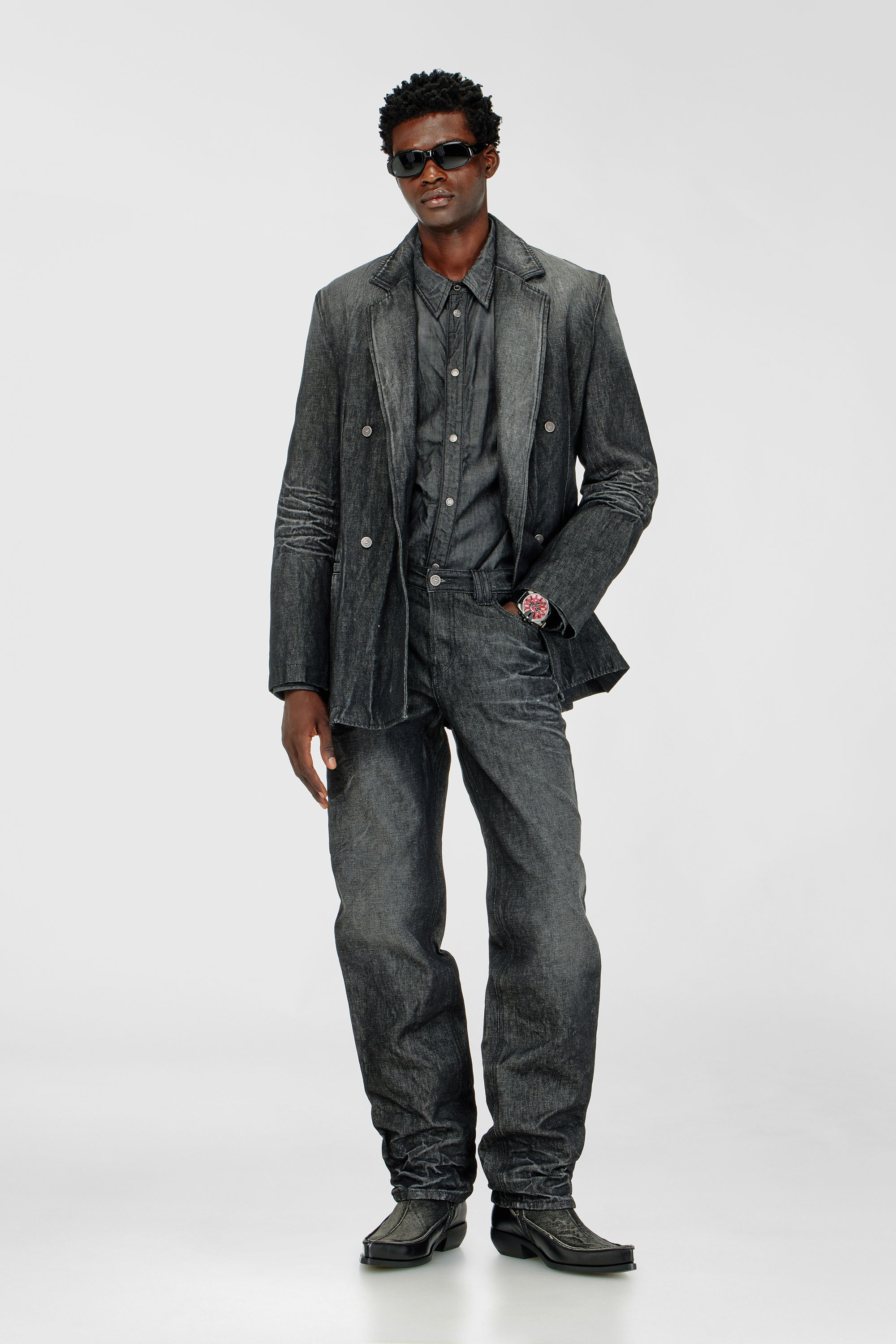 Diesel - Regular Jeans 1991 D-Voeed 09R39 Homme, Noir/Gris fonc&eacute; - Image 1