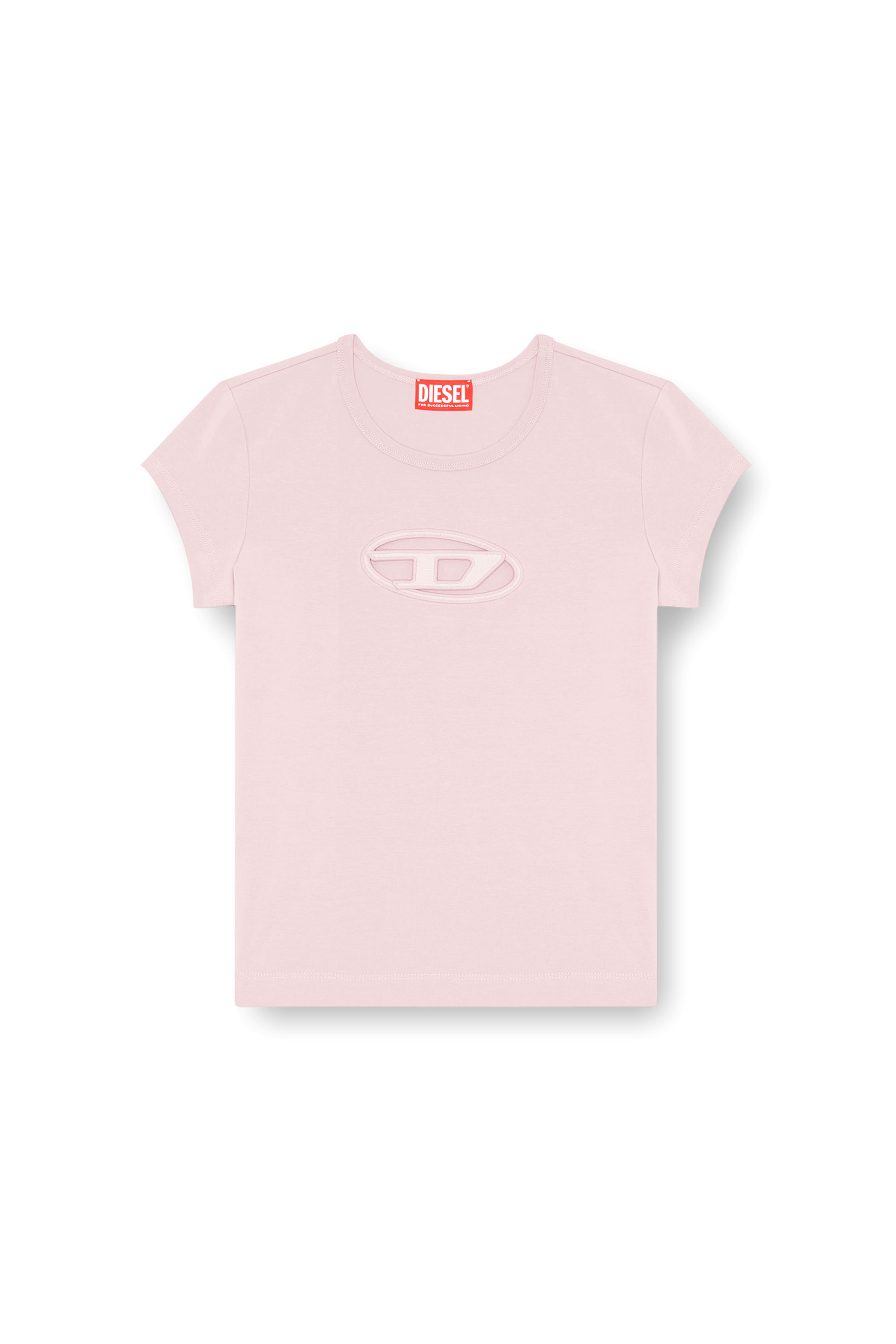 Diesel - T-ANGIE, Femme T-shirt avec logo peek-a-boo in Rose - Image 4