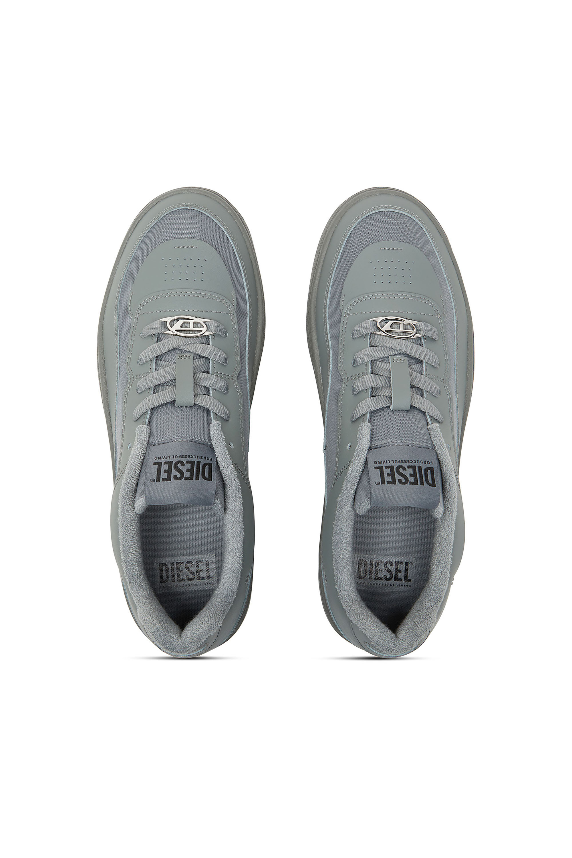 Diesel - S-OVAL SKATE LOW, S-Oval Skate-Sneakers en cuir avec empiècements en tissu Homme in Gris - 4
