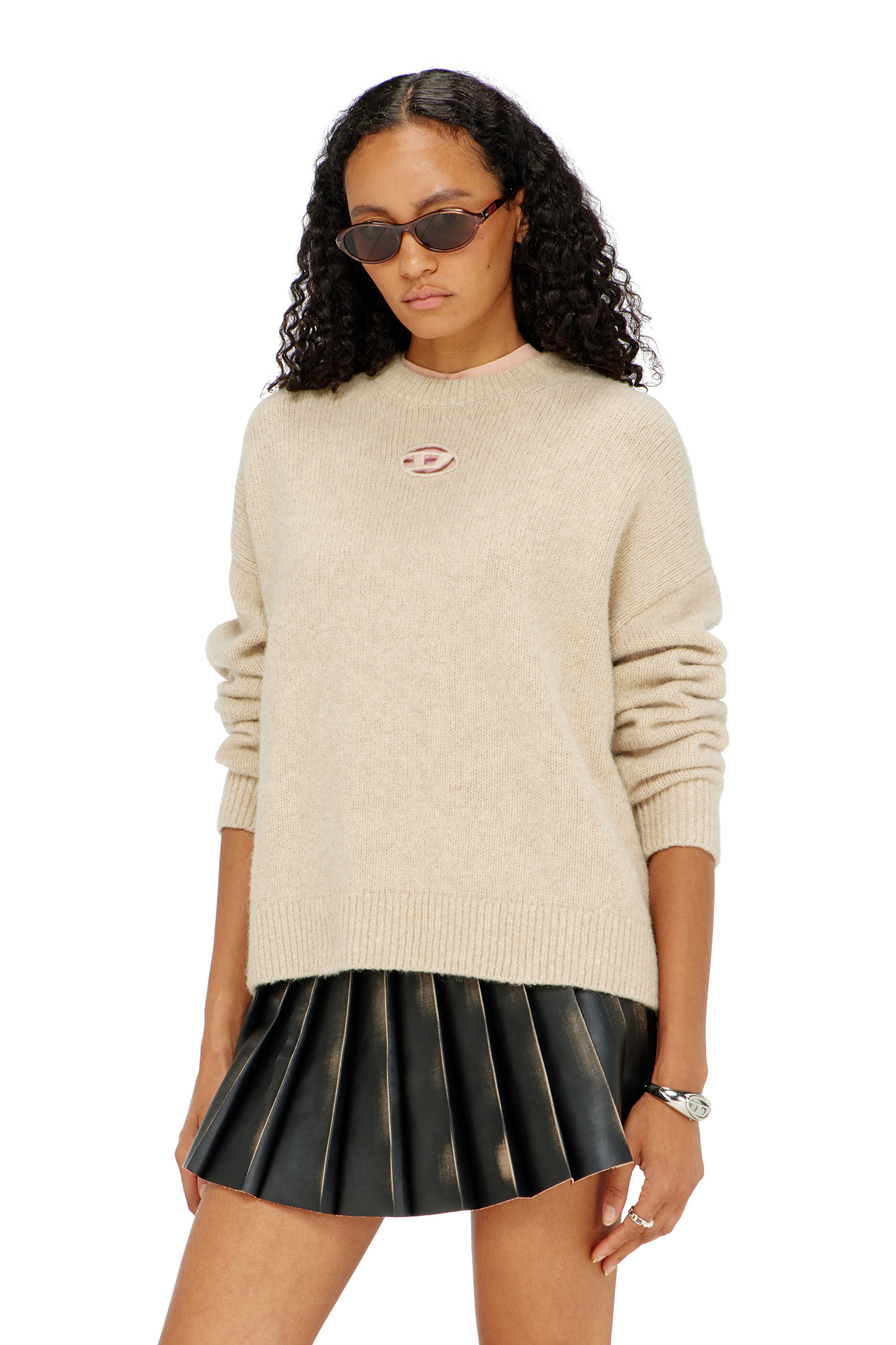 Diesel - M-AREETA, Pull en laine et m&eacute;lange d'alpaga Femme in Beige - 1