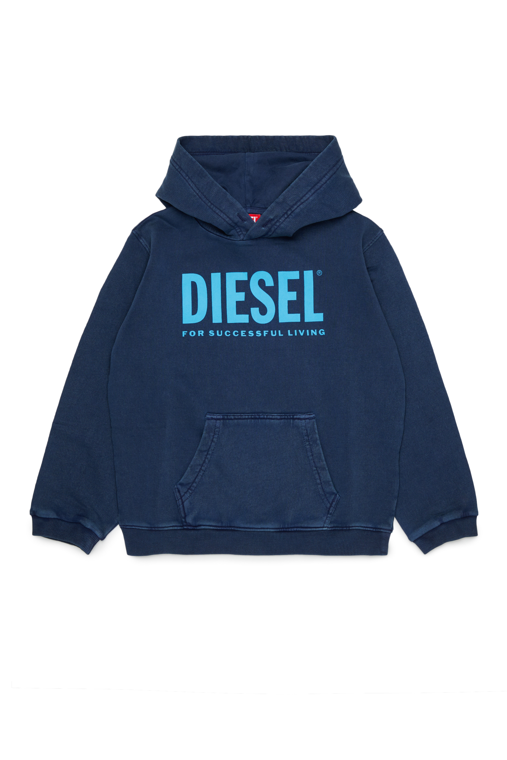 Diesel - STISEL OVER, Sweat &agrave; capuche avec maxi logo imprim&eacute; Homme in Bleu - 1