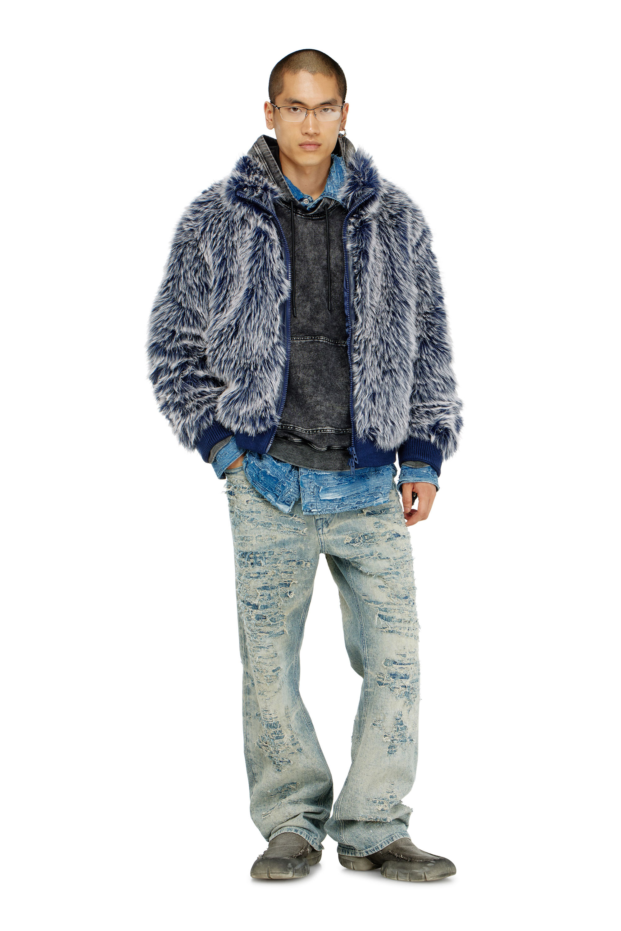 Diesel - W-VICTOR, Veste d'hiver shaggy Homme in Bleu - 2