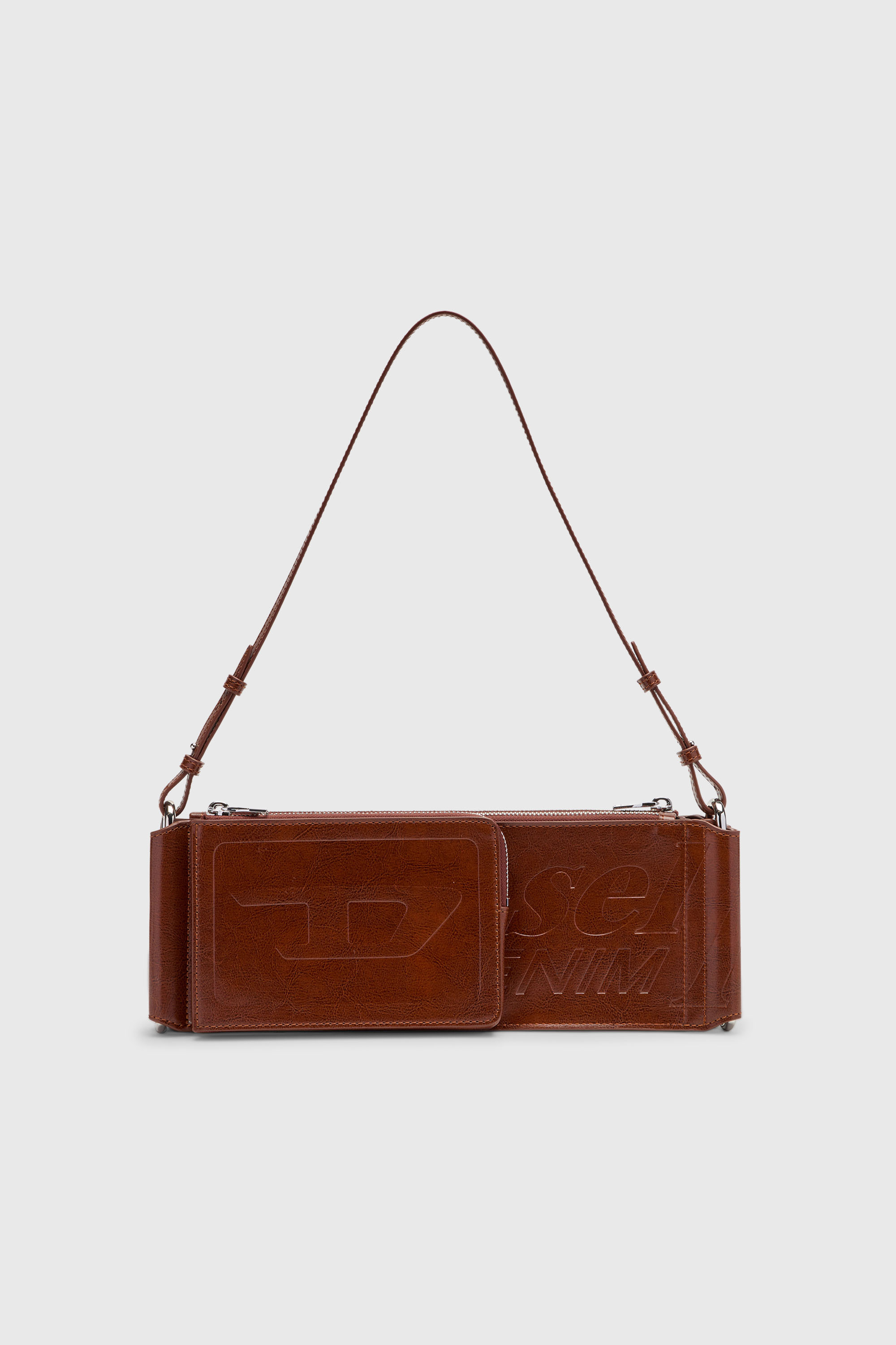 Diesel - FLAG-D SHOULDER BAG X, Flag-D-Sac bandouli&egrave;re modulaire avec logo emboss&eacute; Mixte in Marron - 2