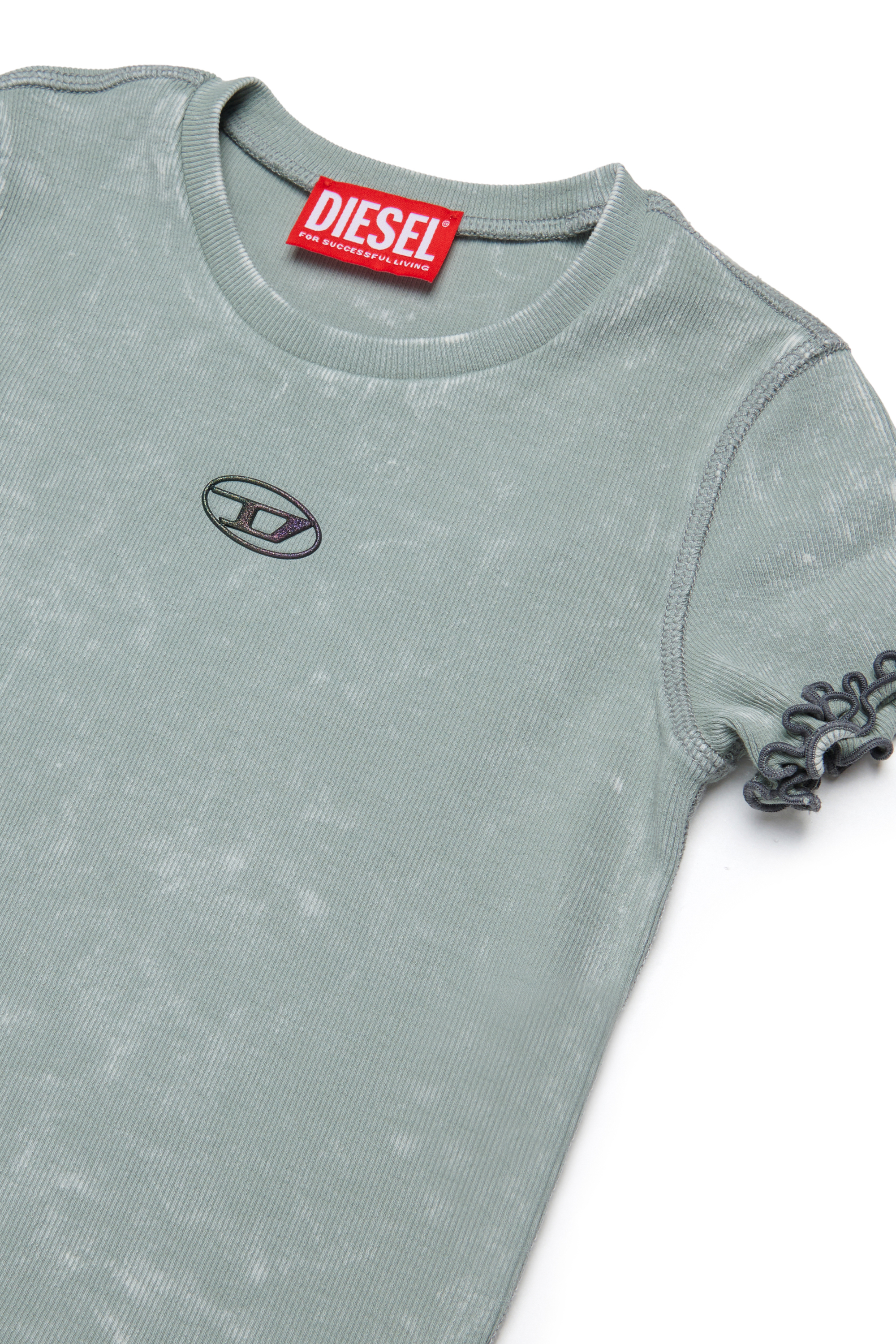 Diesel - TAILIA, T-shirt c&ocirc;tel&eacute; avec volants Femme in Gris - 3
