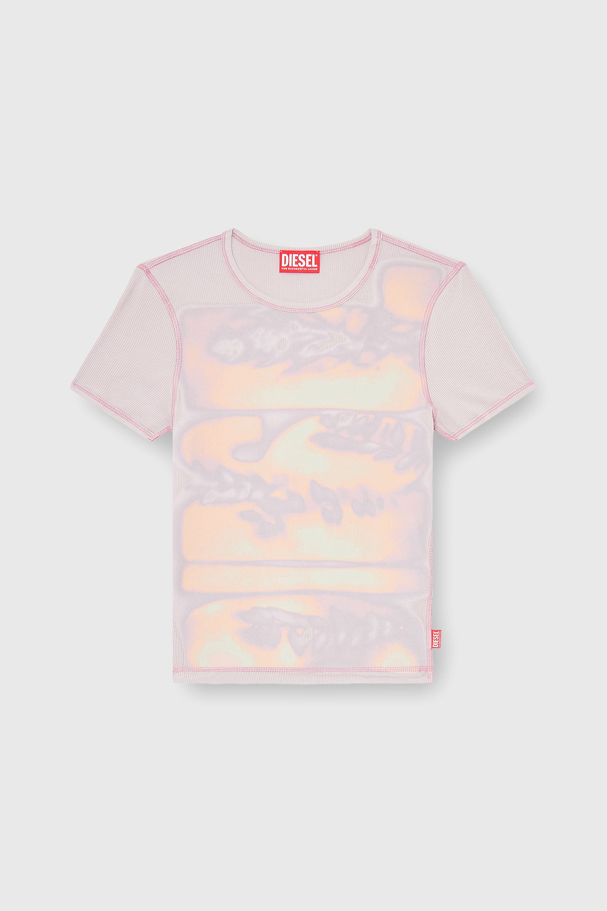 Diesel - T-ELE-LONG-AA1, Haut slim en jersey avec imprim&eacute; graphique Femme in Violet - 2