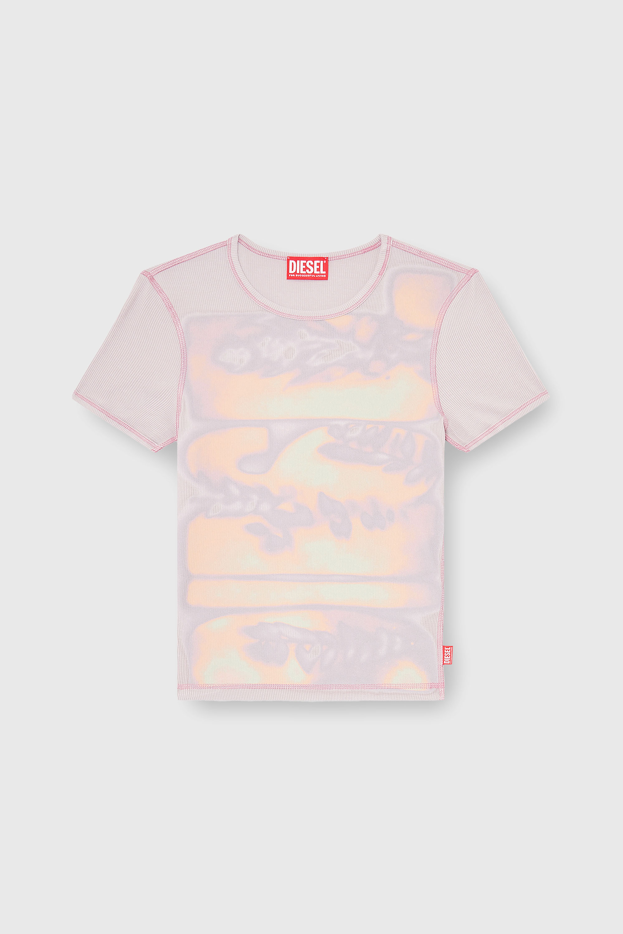 Diesel - T-ELE-LONG-AA1, Haut slim en jersey avec imprim&eacute; graphique Femme in Violet - 2