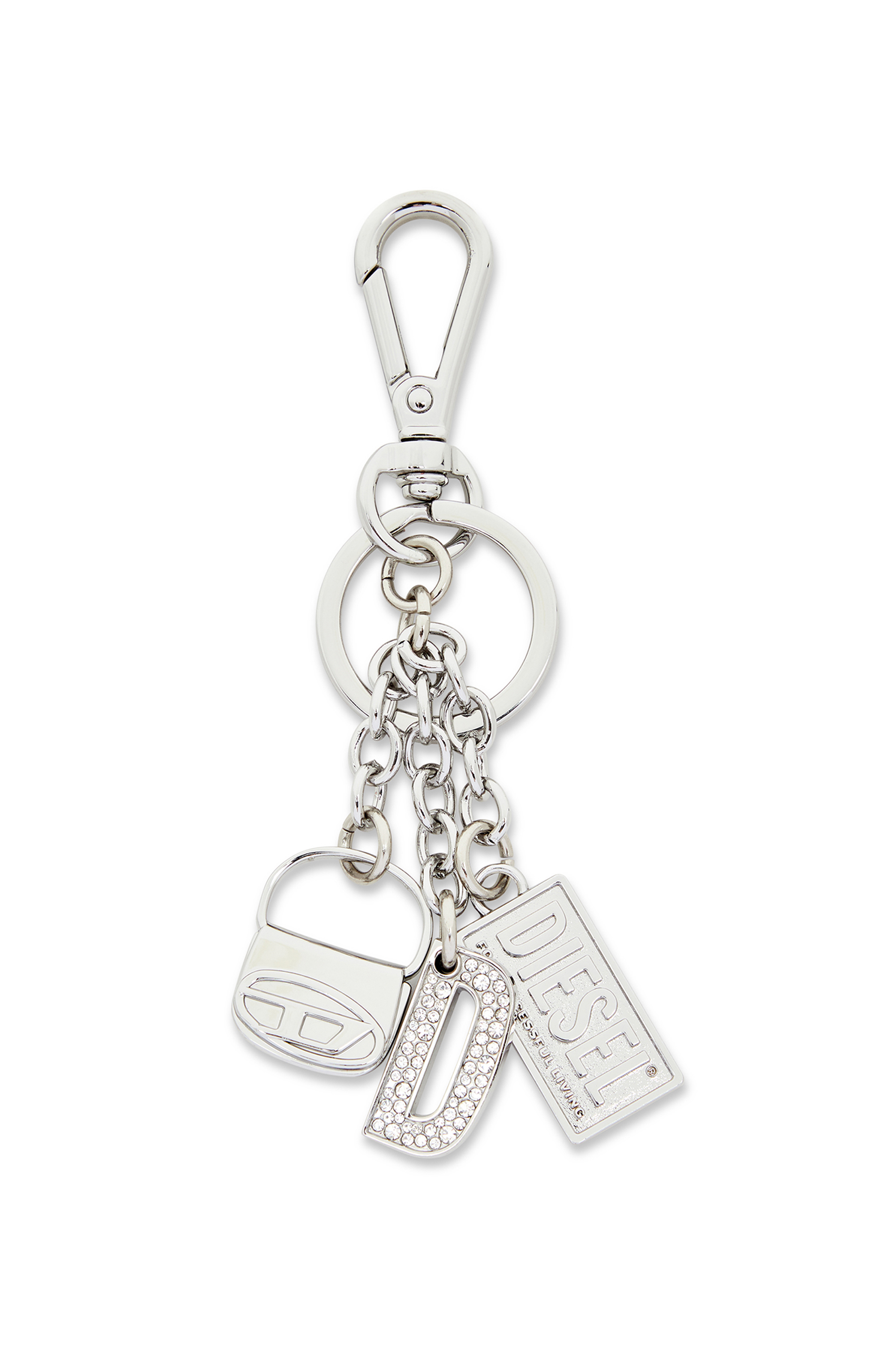 Diesel - 1DR KEY MULTICHARM, Porte-clés en métal avec breloques à logo Femme in Gris argenté - 1