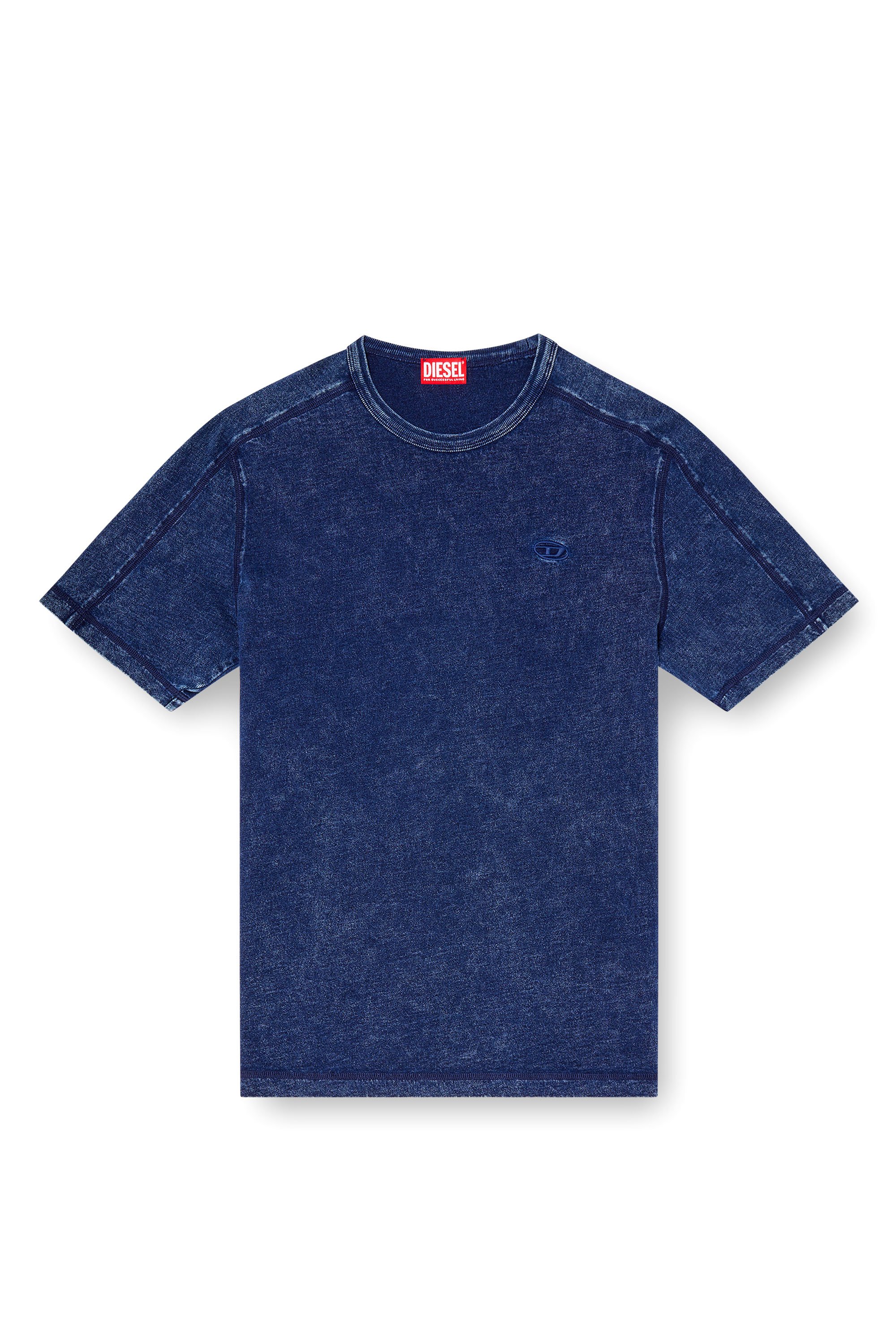 Diesel - T-ADJIND, T-shirt en jersey effet denim Homme in Bleu - 3