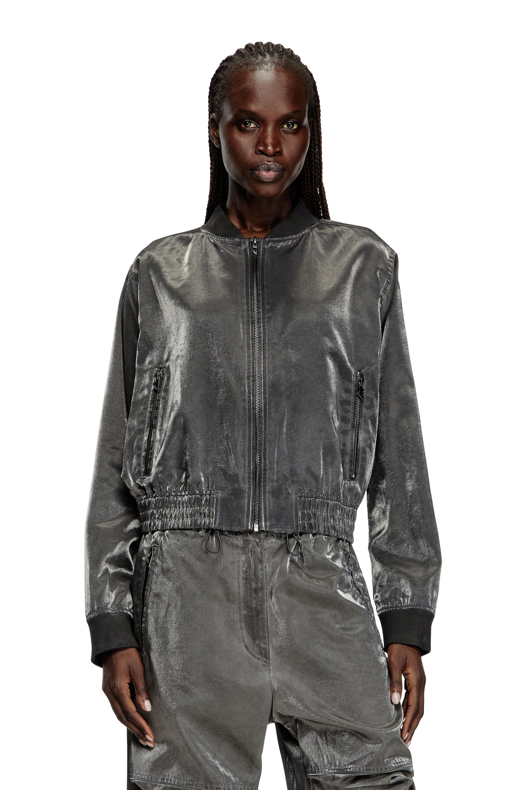 Diesel - G-HOST, Veste bomber en satin Femme in Gris - 1