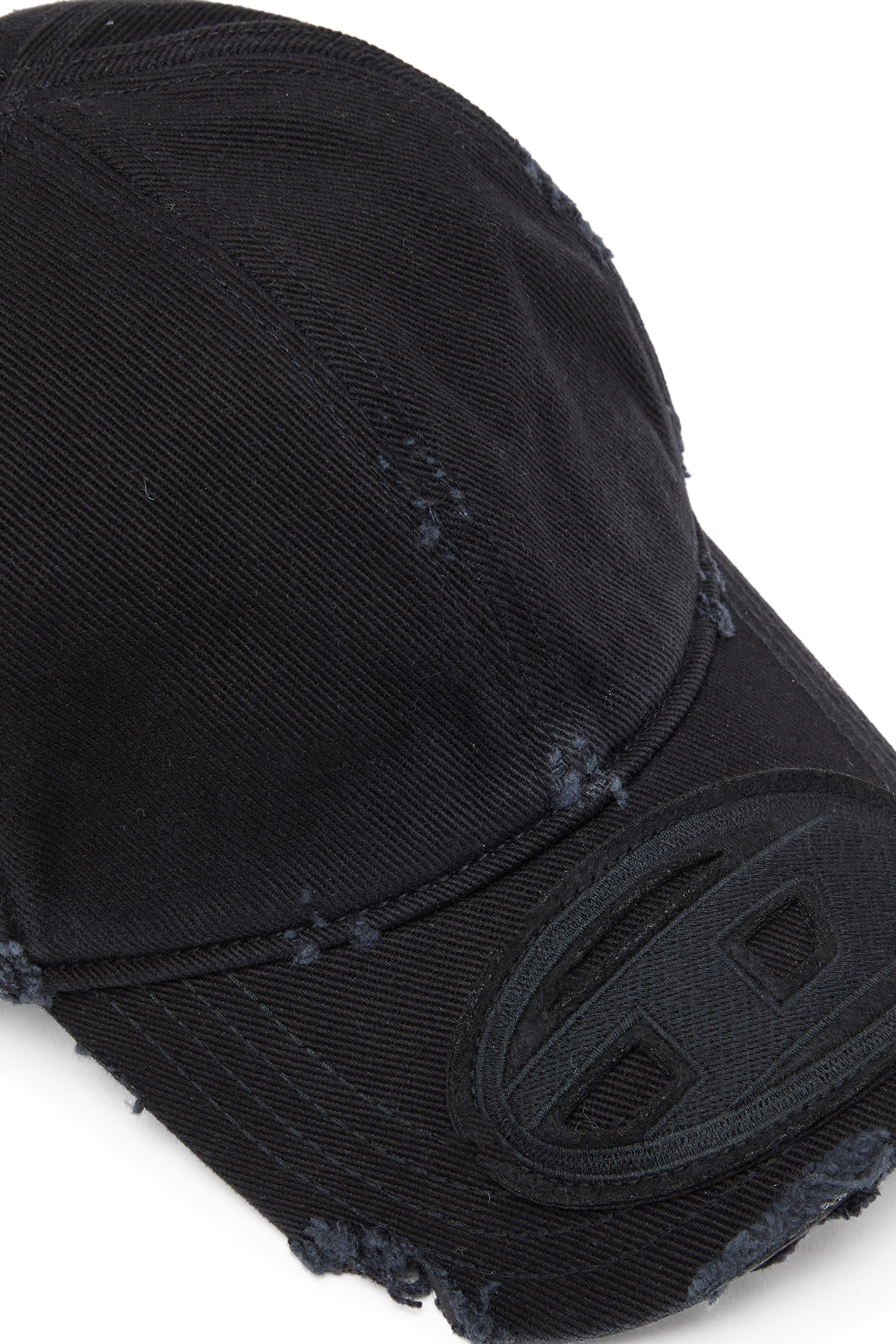 Diesel - C-BIGDOV, Casquette en coton twill avec d&eacute;tails us&eacute;s Homme in Noir - 3