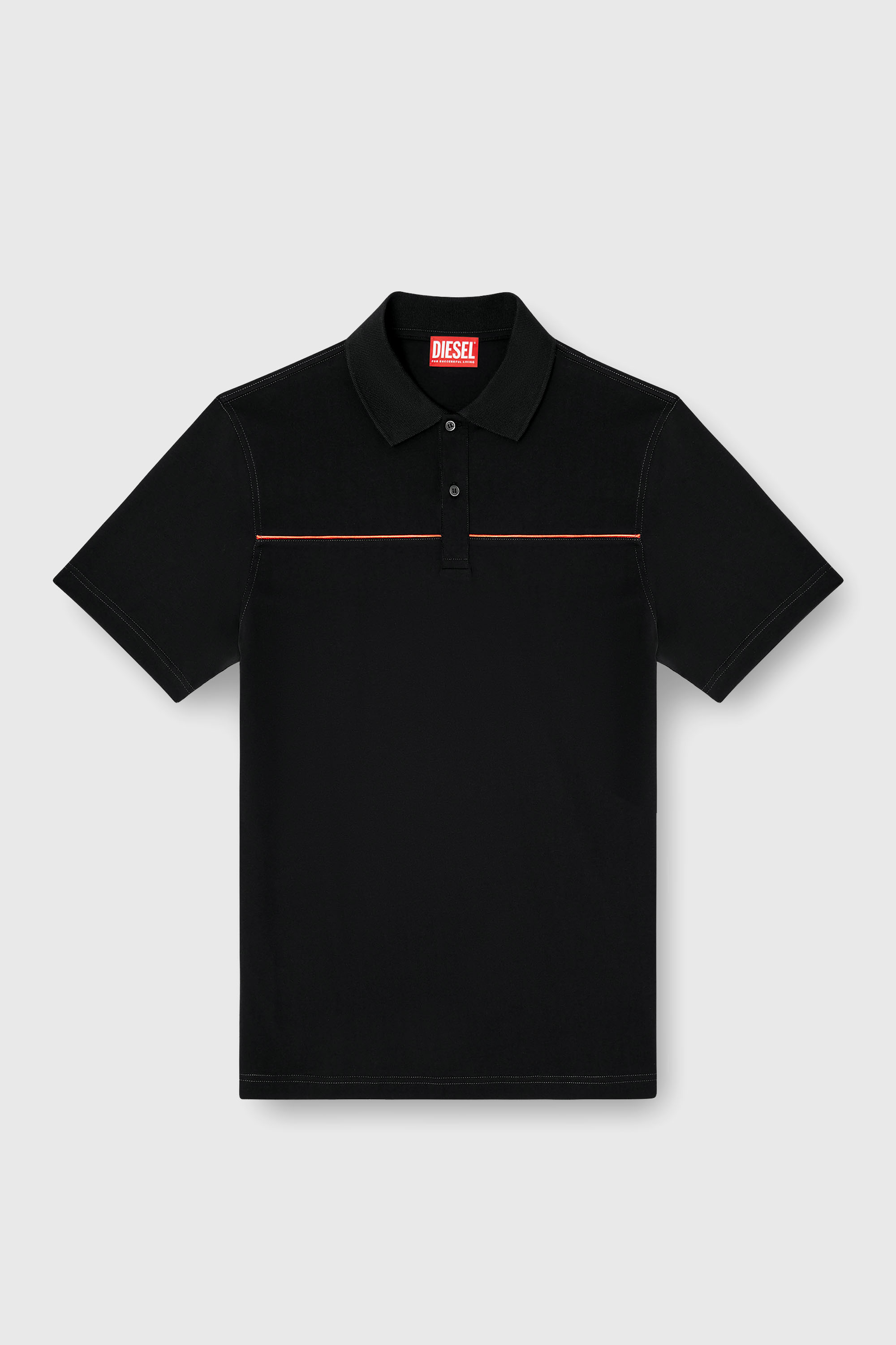 Diesel - T-REJUST-PIPING, Polo avec passepoil contrastant Homme in Noir - 2