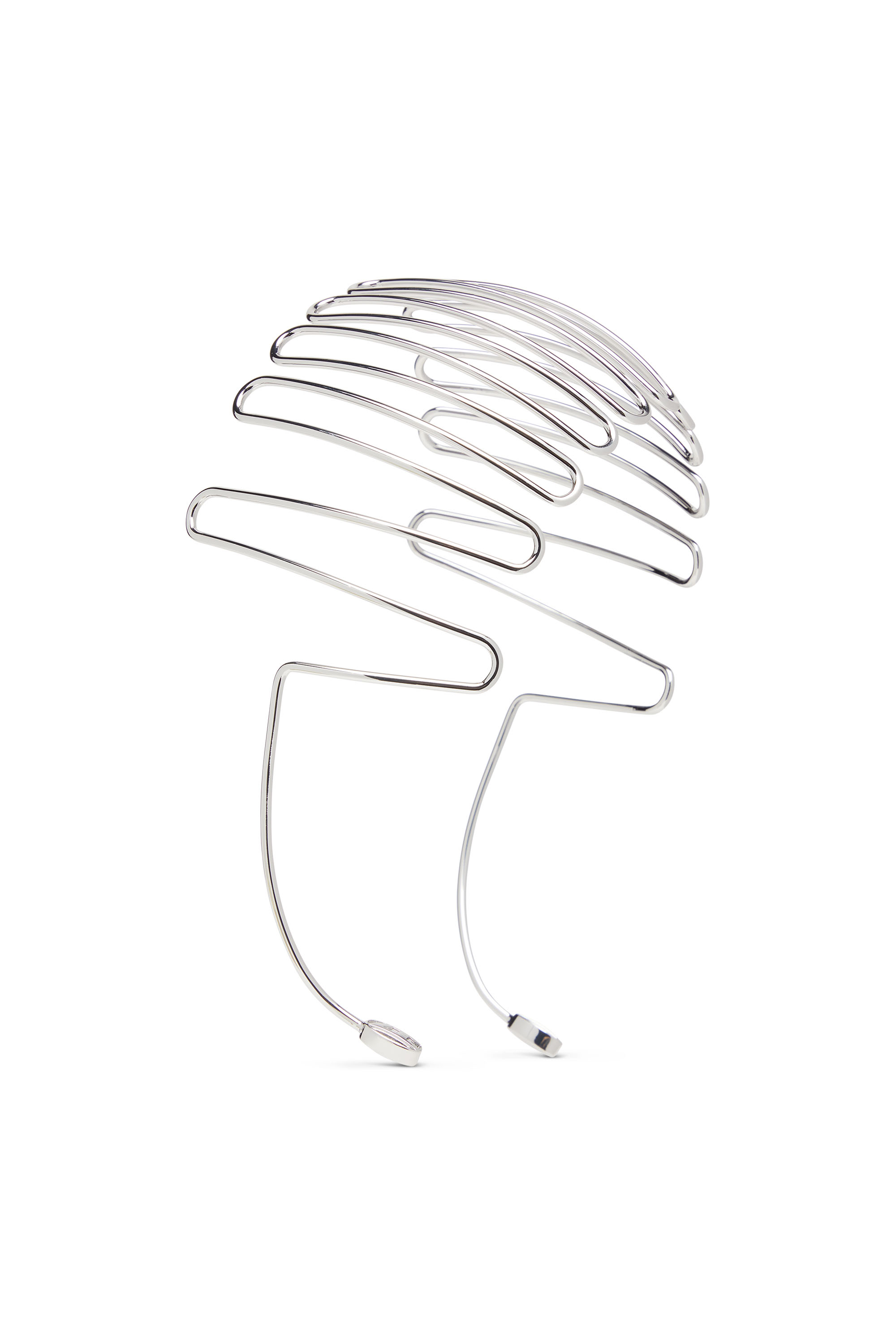 Diesel - VOLT-D HEADBAND, Bandeau cage avec logos Oval D Femme in Gris argenté - 2