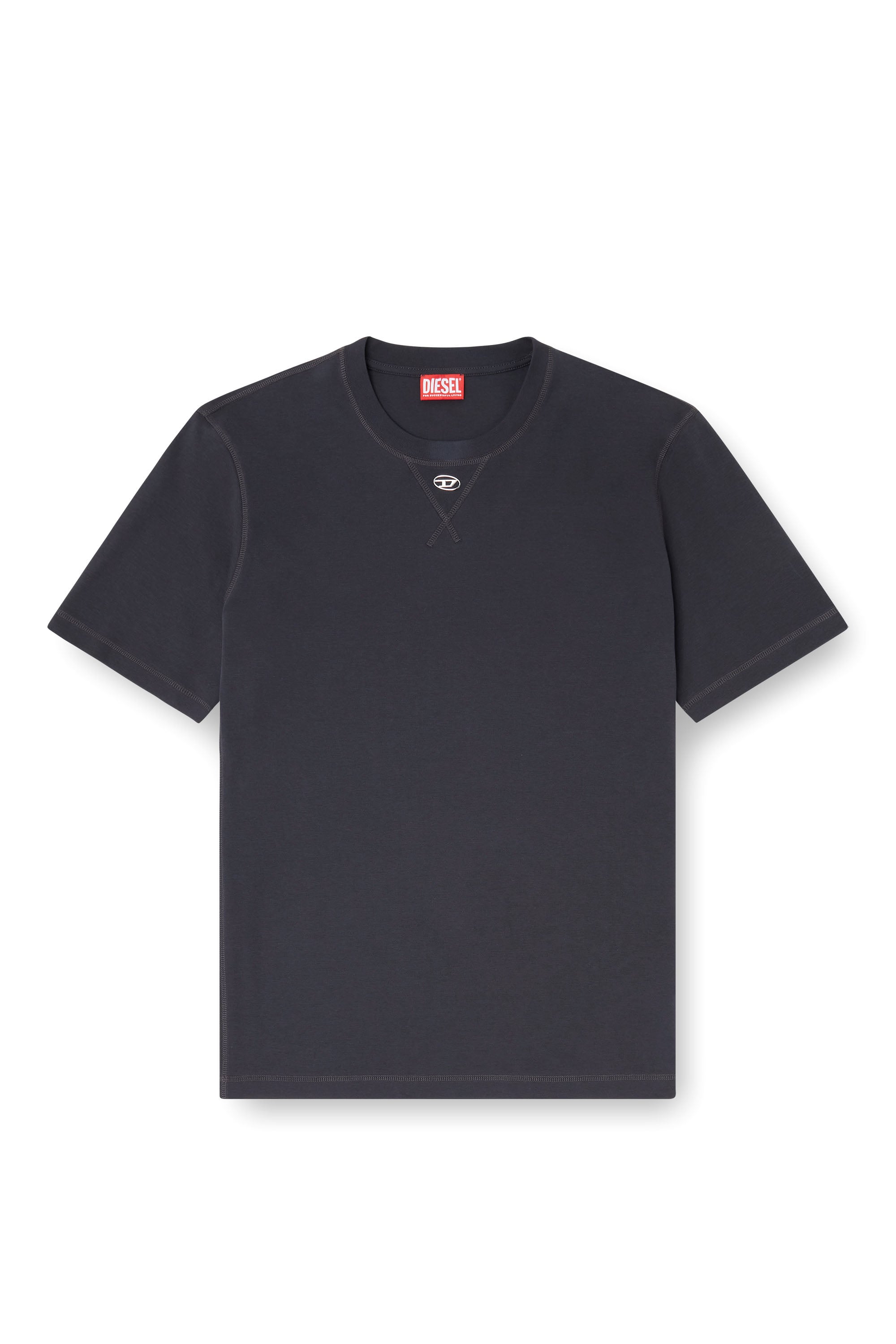 Diesel - T-MADJUST-TR, T-shirt r&eacute;guli&egrave;re avec col rond et Oval D Homme in Gris - 3
