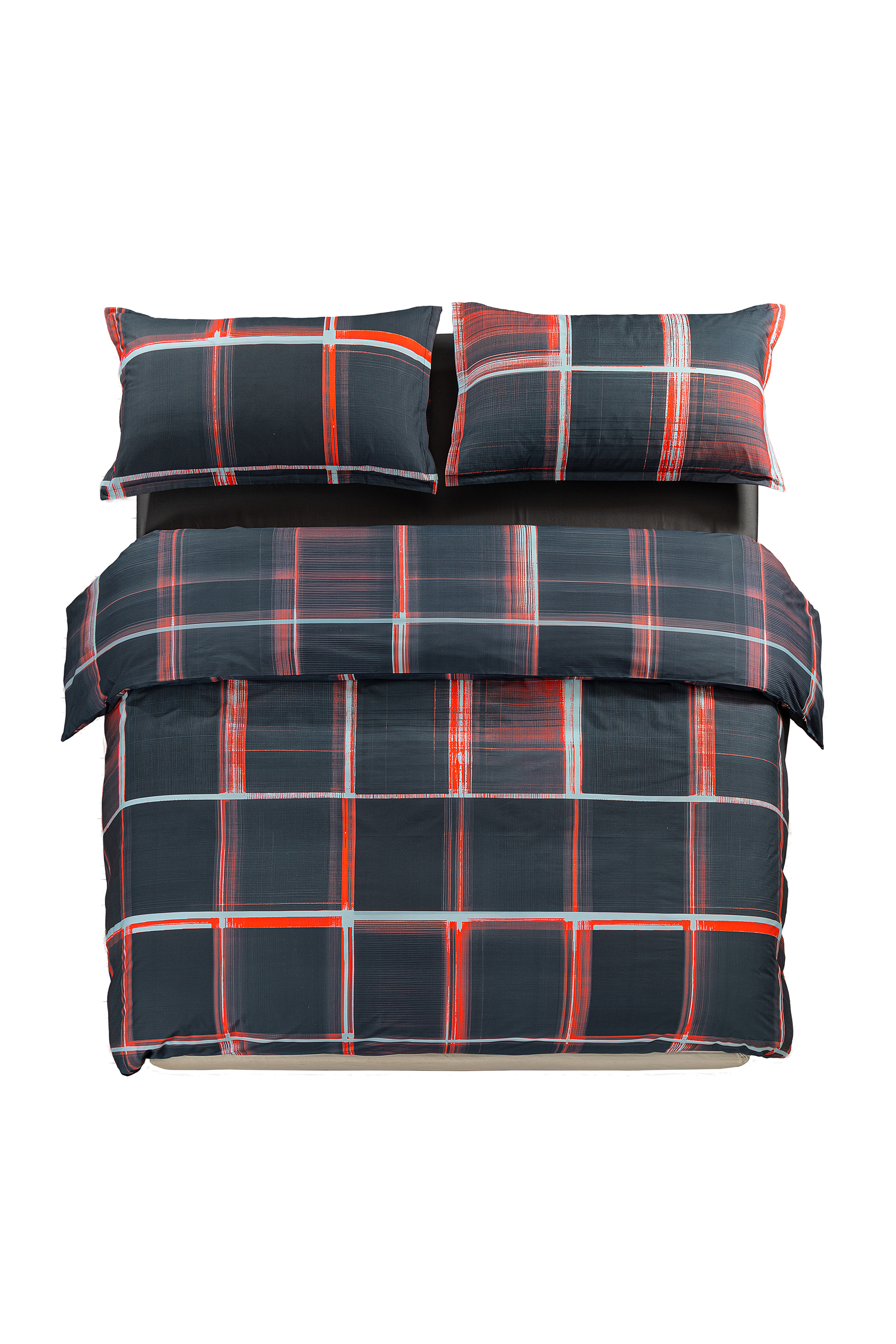 1016331 PSYCHEDELIC CHECKS DARK  DUVET C, Noir/Rouge