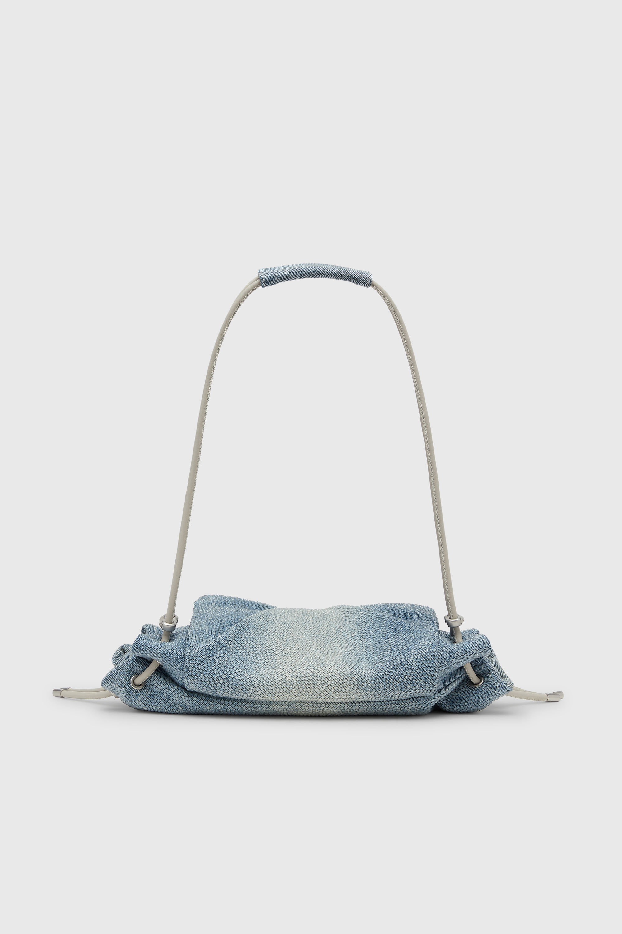 Diesel - SCRUNCH-D SHOULDER S, Scrunch-D - Sac &eacute;paule en denim avec cristaux transparents Femme in Bleu - 3