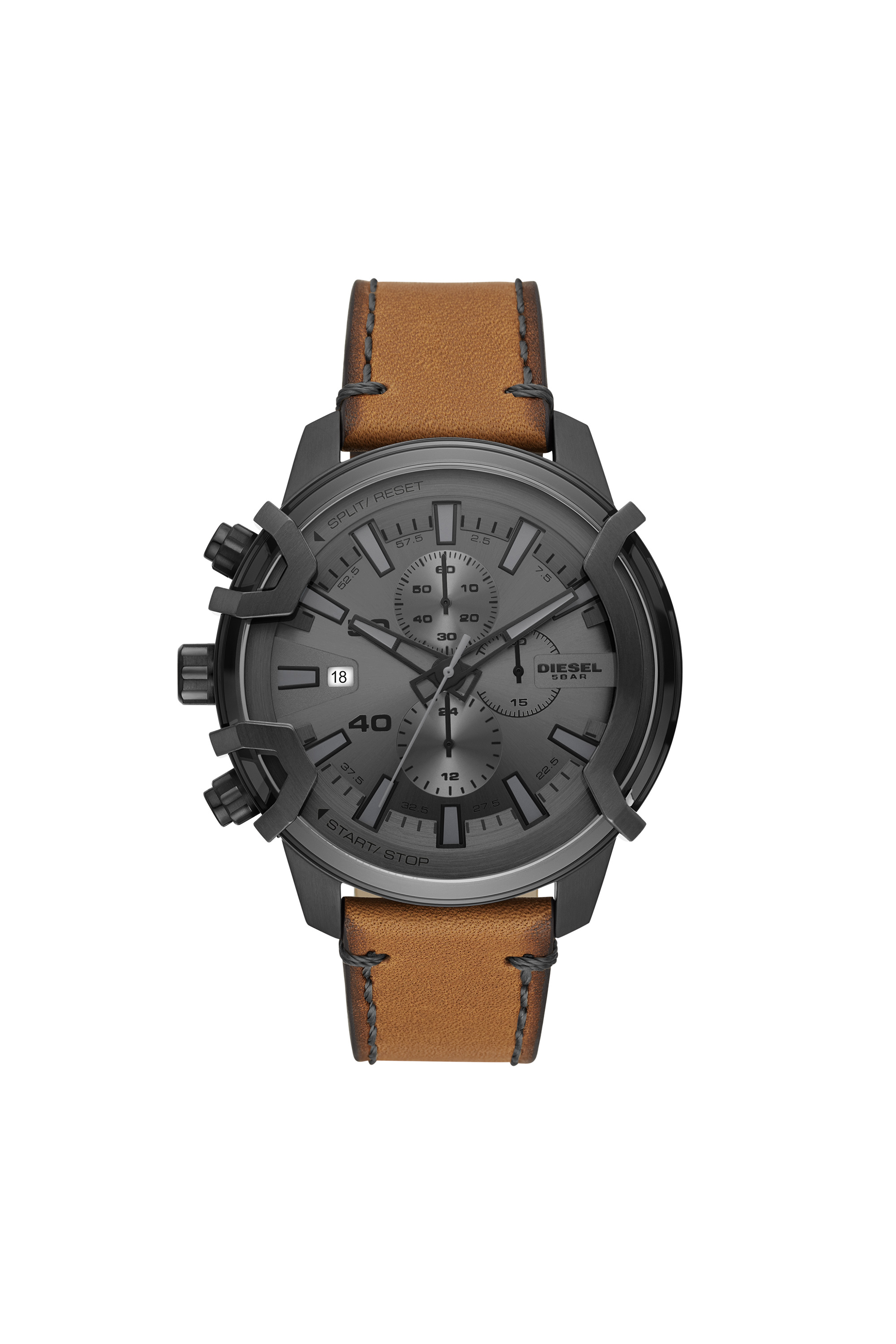 Diesel - DZ4569, Montre Griffed avec un bracelet en cuir marron Homme in Marron - 1