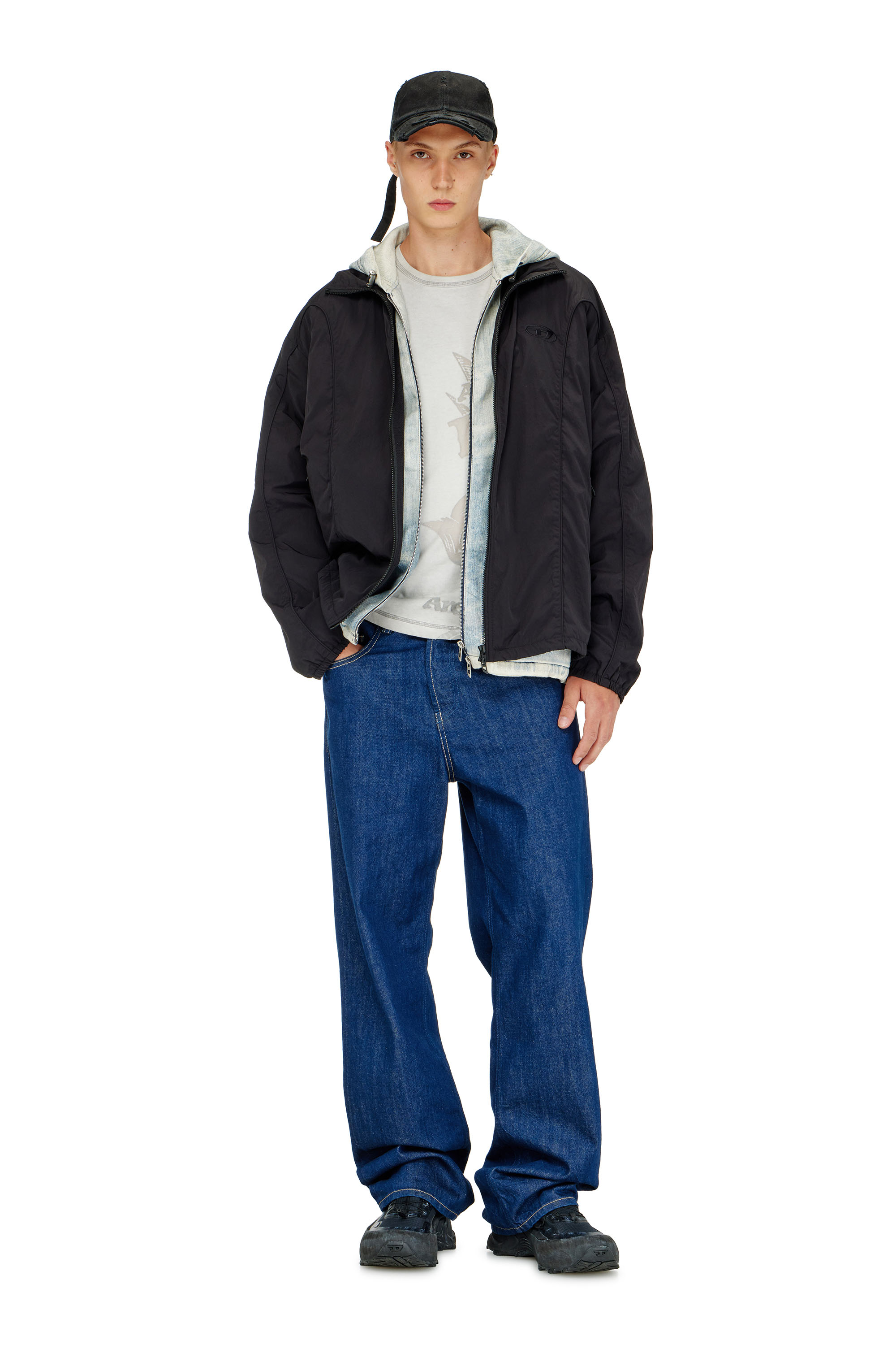 Diesel - C-BIGDOV, Casquette en coton twill avec d&eacute;tails us&eacute;s Homme in Noir - 4