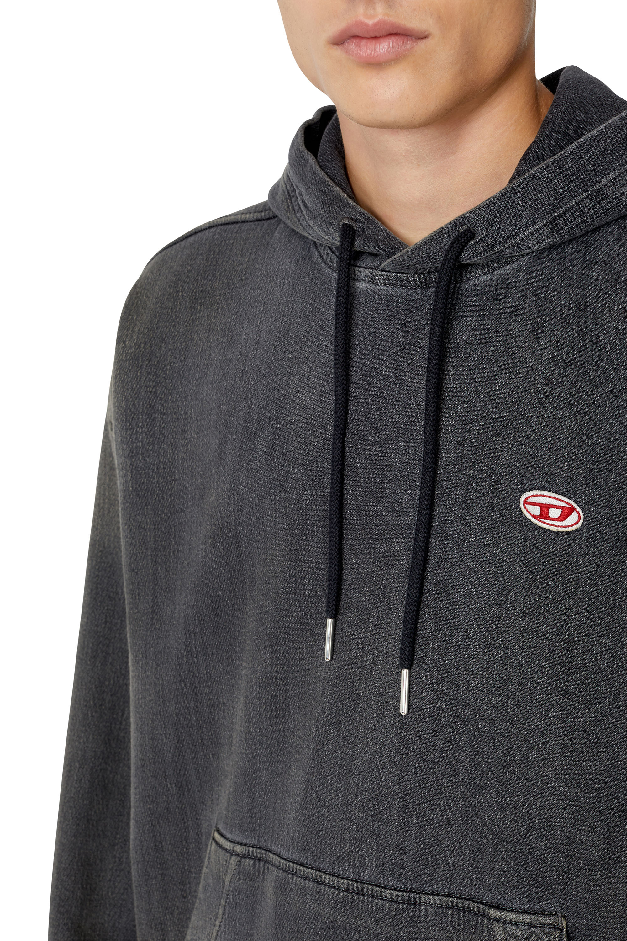 Diesel - D-UM-RIB TRACK DENIM HOODIE, Noir/Gris foncé - Image 3