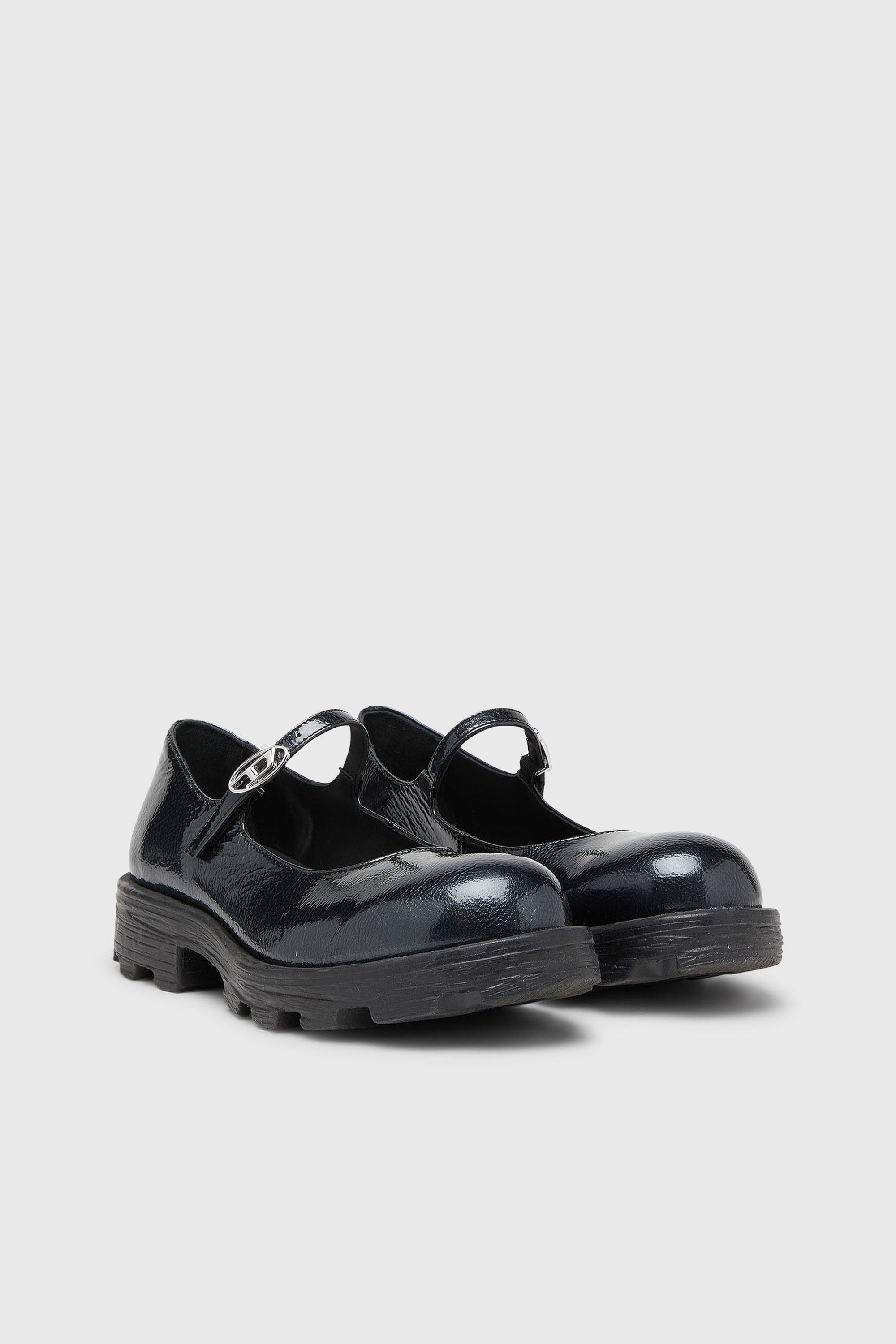 Diesel - D-HAMMER MARY JANE, D-Hammer - Babies &agrave; semelle crant&eacute;e en cuir verni Femme in Noir - 2
