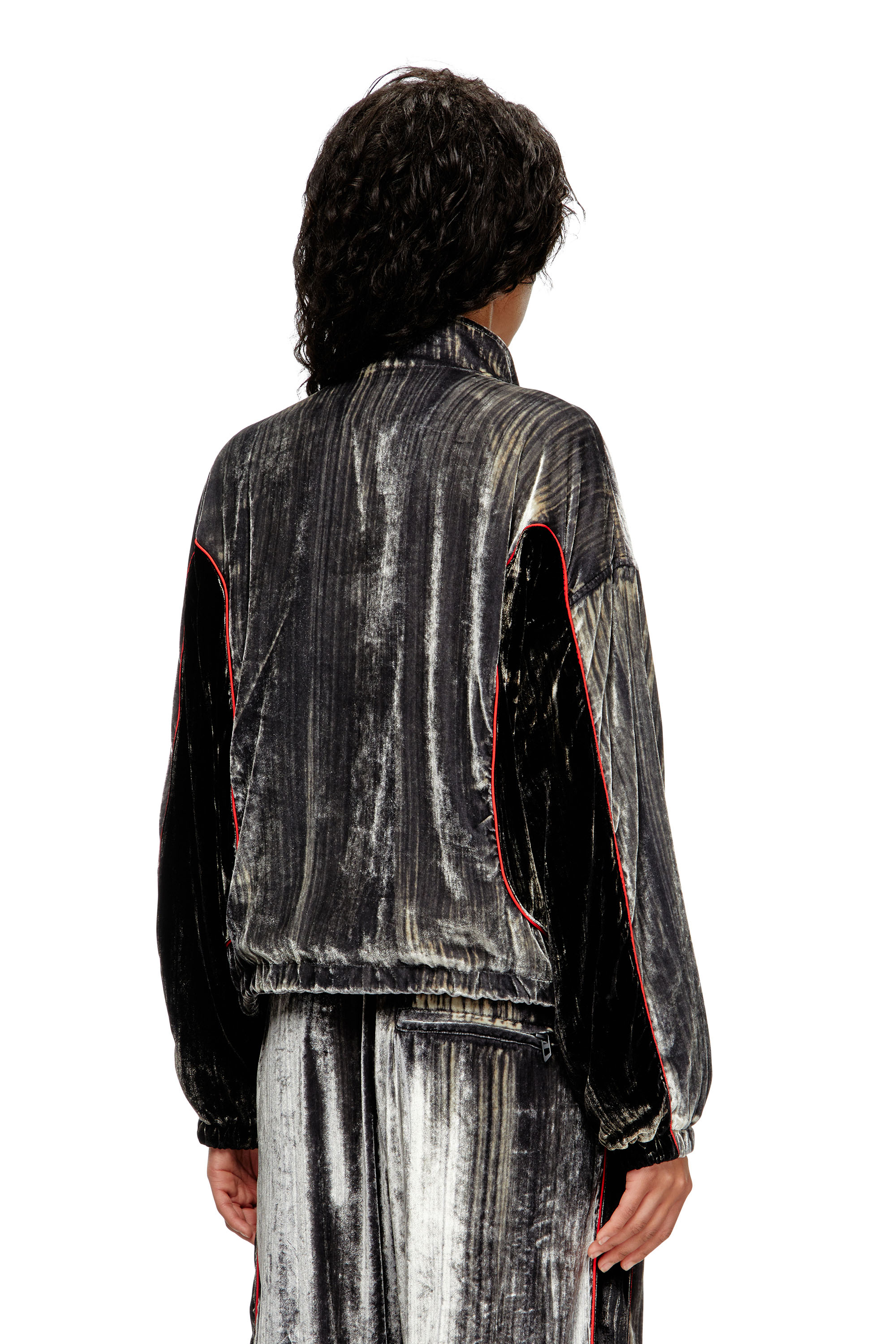Diesel - G-RIFFIN, Veste de survêtement en velours traité Femme in Gris - 4