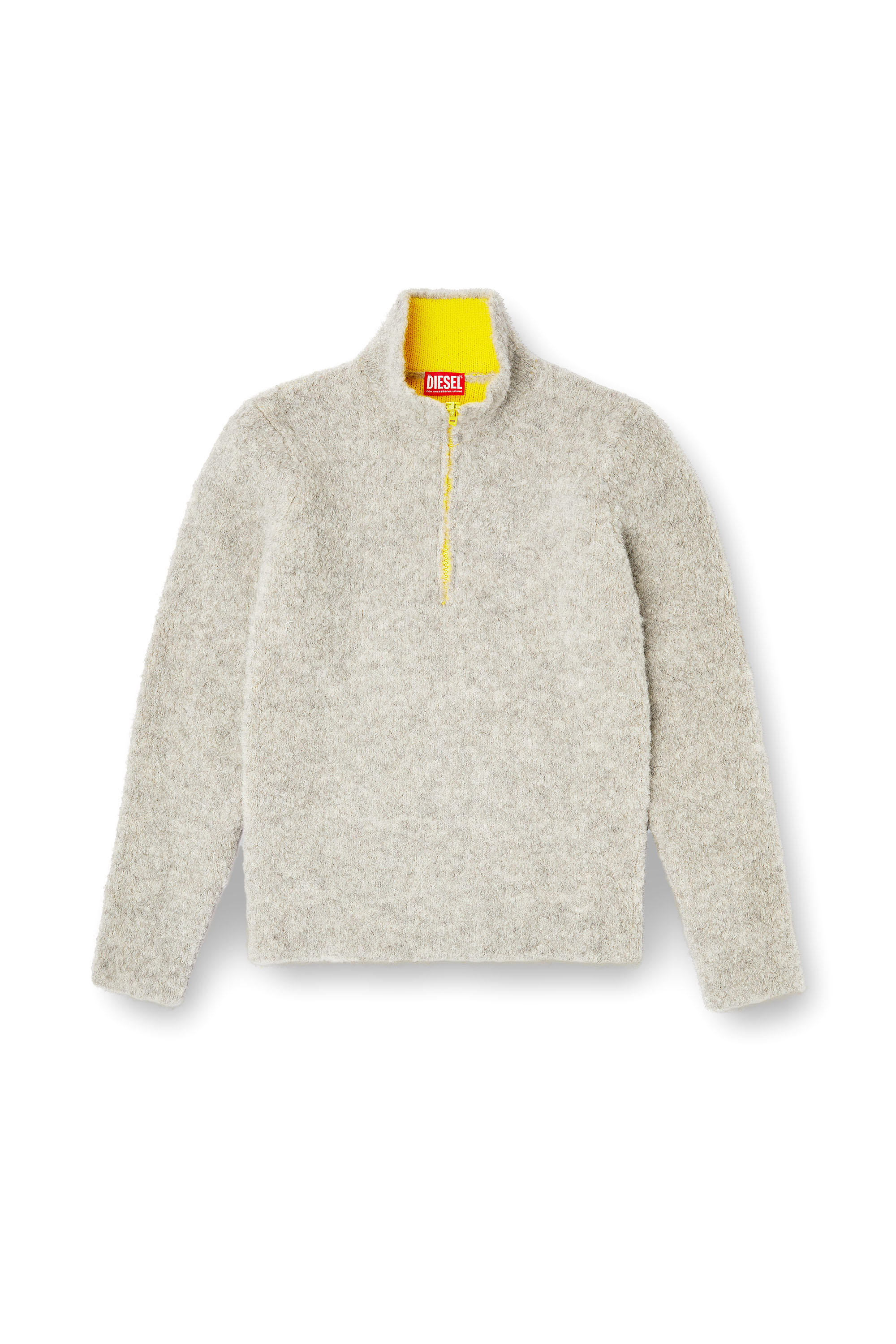 Diesel - K-ELLER, Pull demi-zippé avec intérieur contrasté Homme in Gris - 3