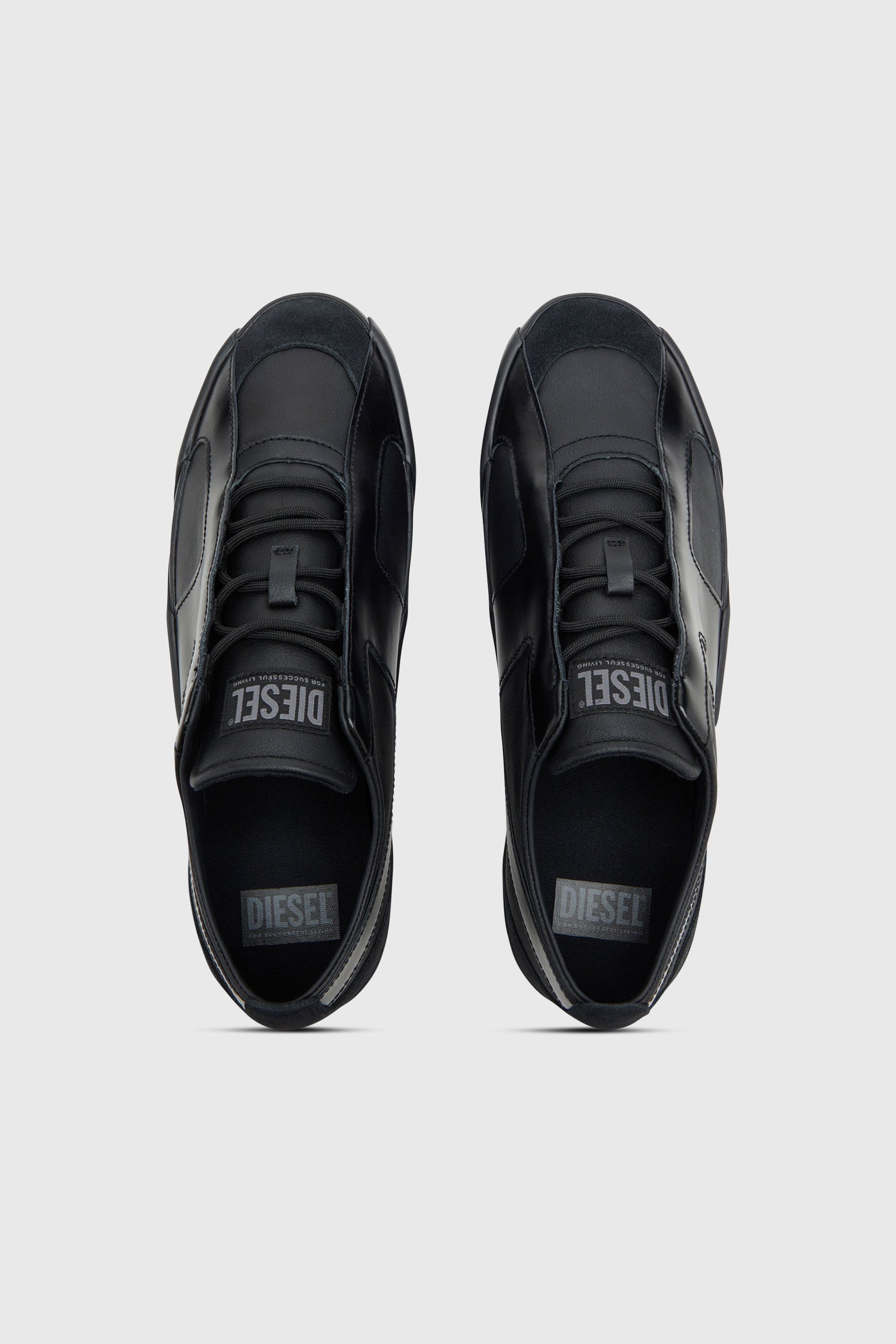 Diesel - S-SLANTE-D LOW, S-Slante-D-Baskets en daim et cuir avec logo D Homme in Noir - 4