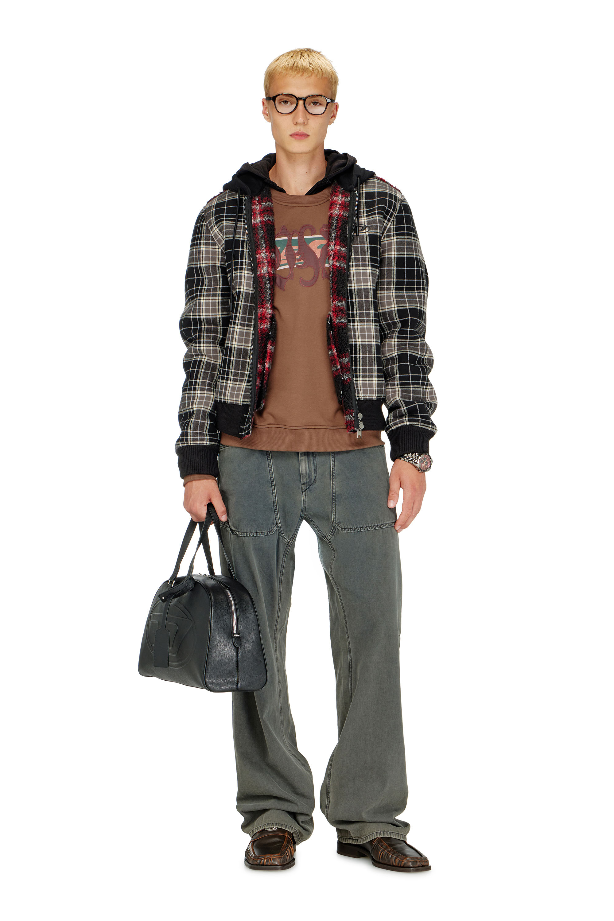 Diesel - S-NORM-AA6, Sweatshirt avec imprim&eacute;s graphiques et patchs Homme in Marron - 2