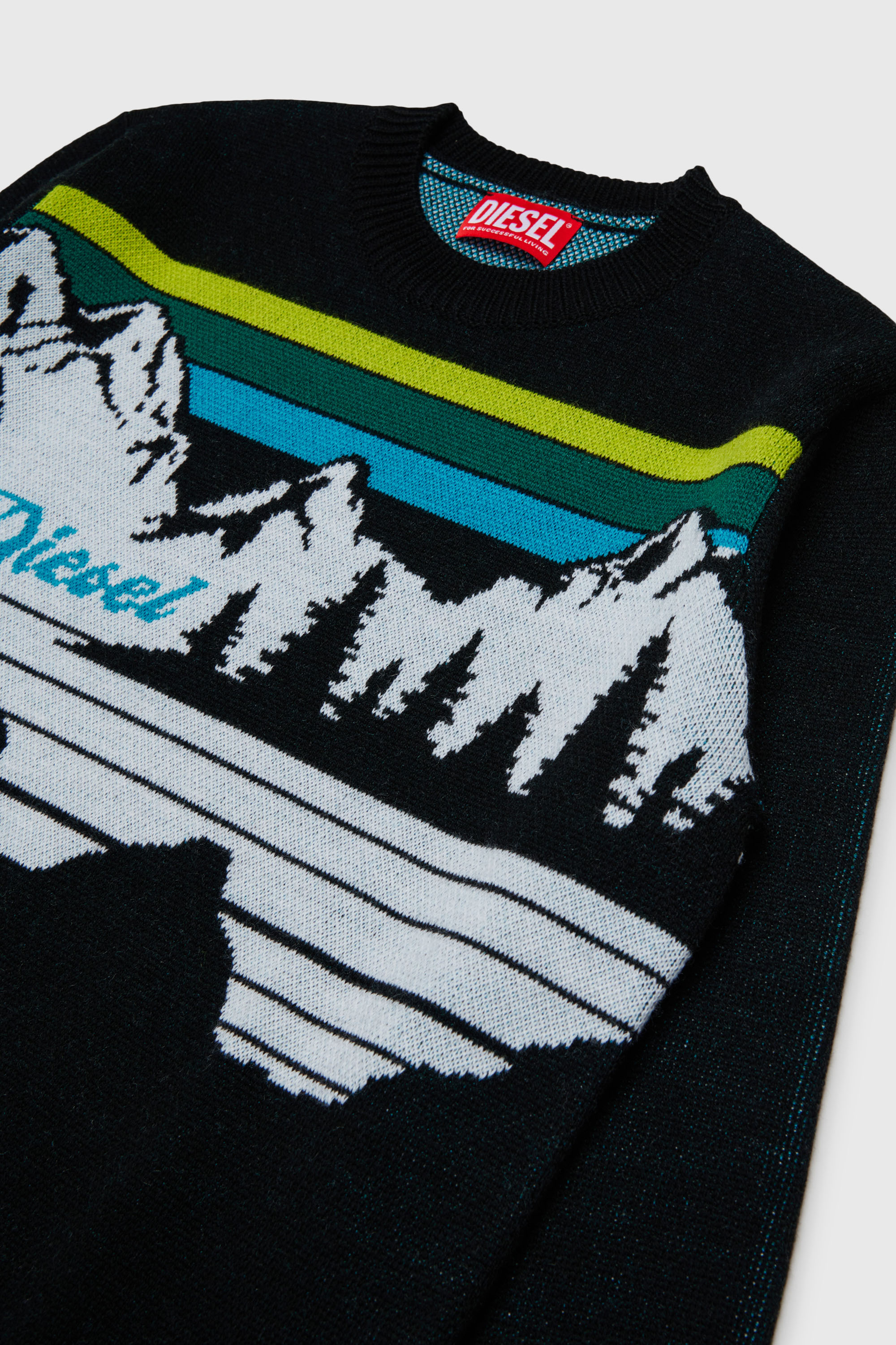 Diesel - KHILES OVER, Pull en m&eacute;lange de laine &agrave; motif montagne Mixte in Noir - 3